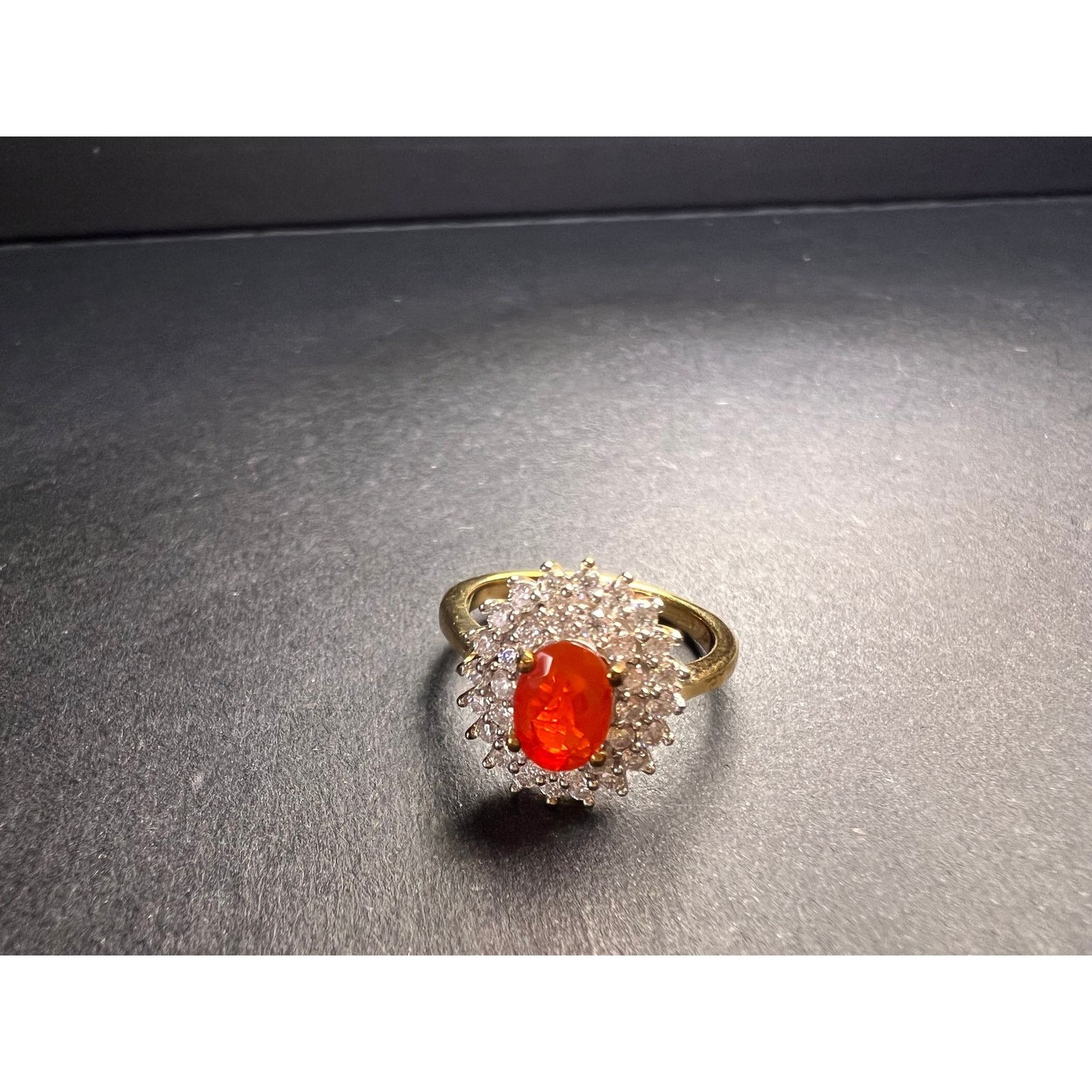Other Mexican Cherry fire opal moissanite ring in vermeil size 5 Size ONE SIZE - 4 Thumbnail