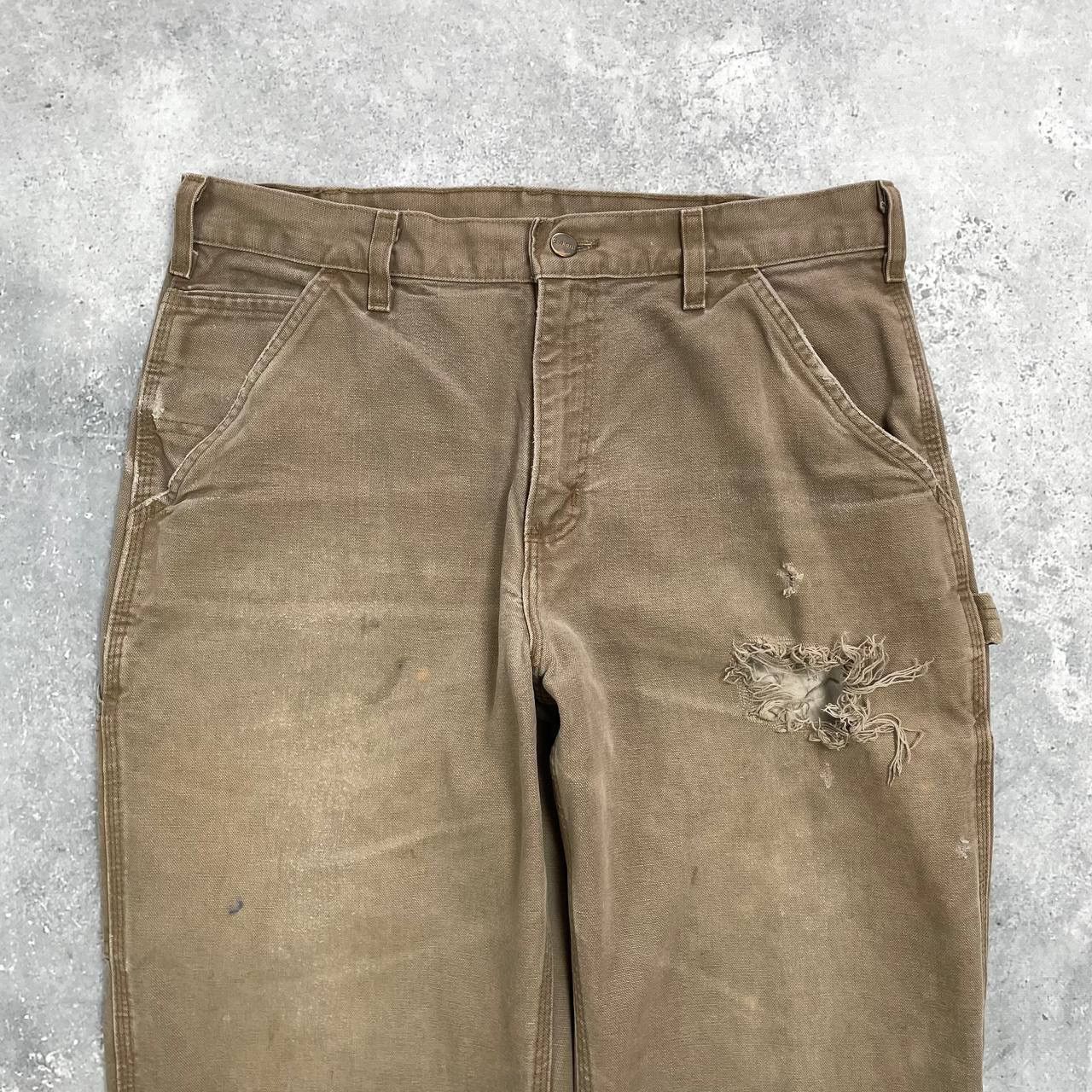 Carhartt Carhartt Carpenter Work Trashed Pants Brown W32 L28.5 Size US 32 / EU 48 - 3 Thumbnail