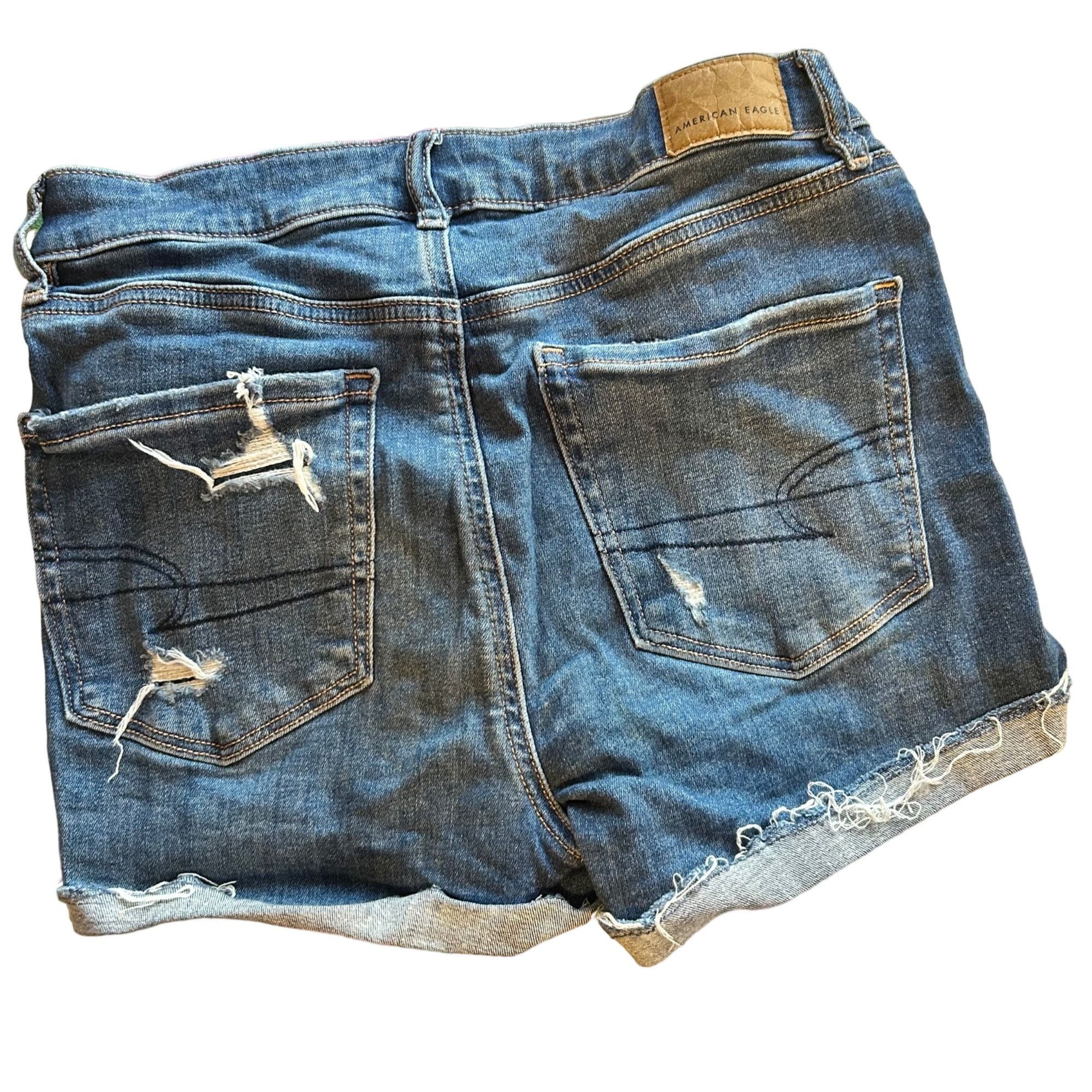 American Eagle Outfitters American Eagle High V-Rise Shortie Distressed Denim Shorts 2 Size 26" / US 2 / IT 38 - 3 Thumbnail