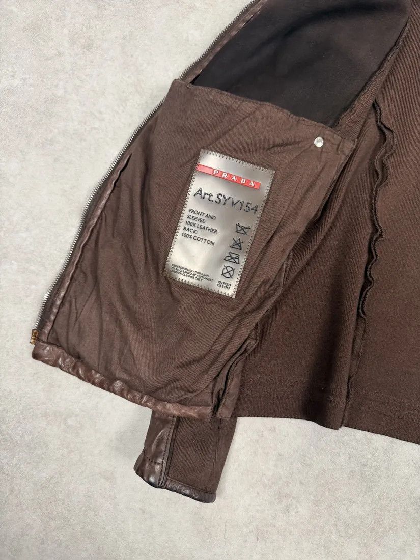 Prada AW2006 Prada Brown Hybrid Linea Rossa Leather Biker Jacket Size US S / EU 44-46 / 1 - 10 Thumbnail