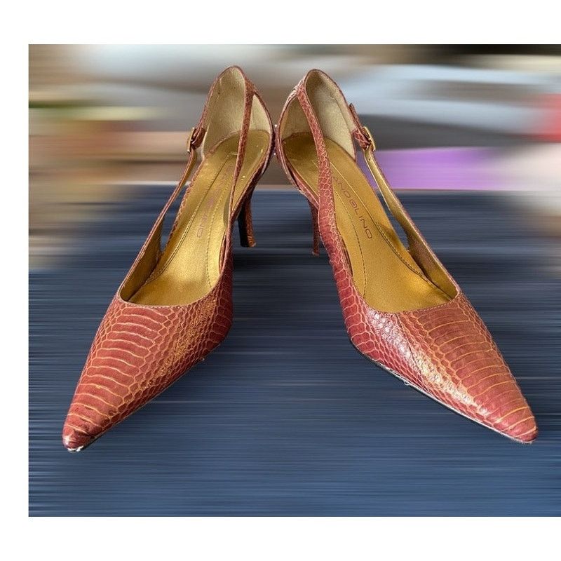 Unknown London Bandolino Pumps Shoes Heels Sling Back Snake Skin Sz 6.5 Size US 6.5 / IT 36.5 - 3 Thumbnail