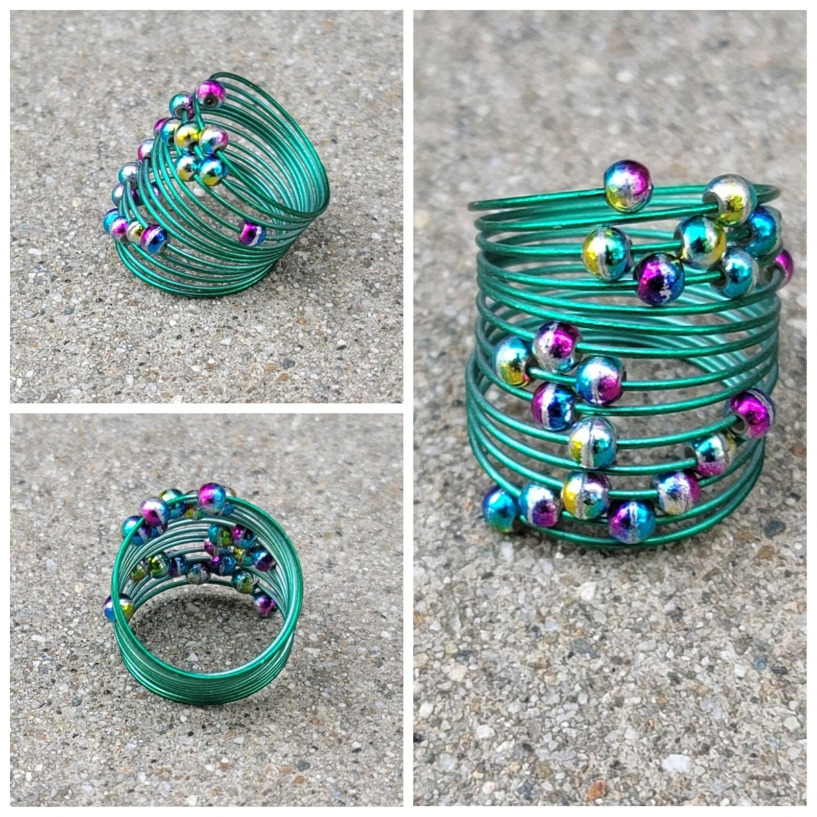 The Unbranded Brand Spring Coil Wire Beaded Ring Size ONE SIZE - 1 Thumbnail