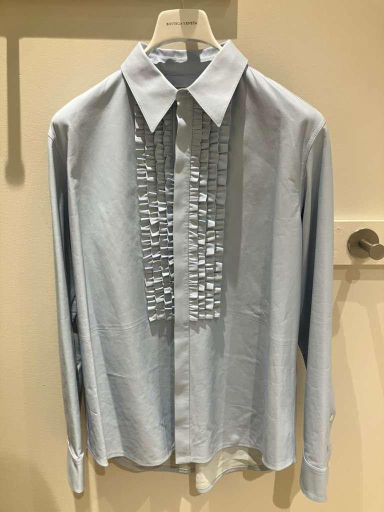 Bottega Veneta Leather Print Shirt in blue Size US M / EU 48-50 / 2 - 4 Thumbnail