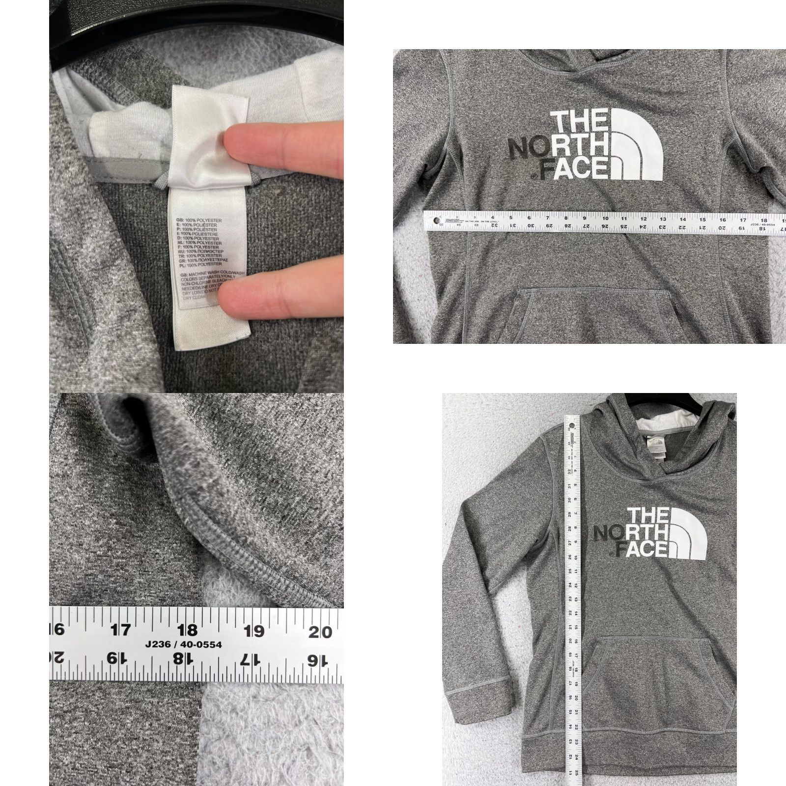 The North Face The North Face Hoodie Womens Medium Gray Logo 100% Polyester Pocket Sweatshirt Size M / US 6-8 / IT 42-44 - 8 Thumbnail
