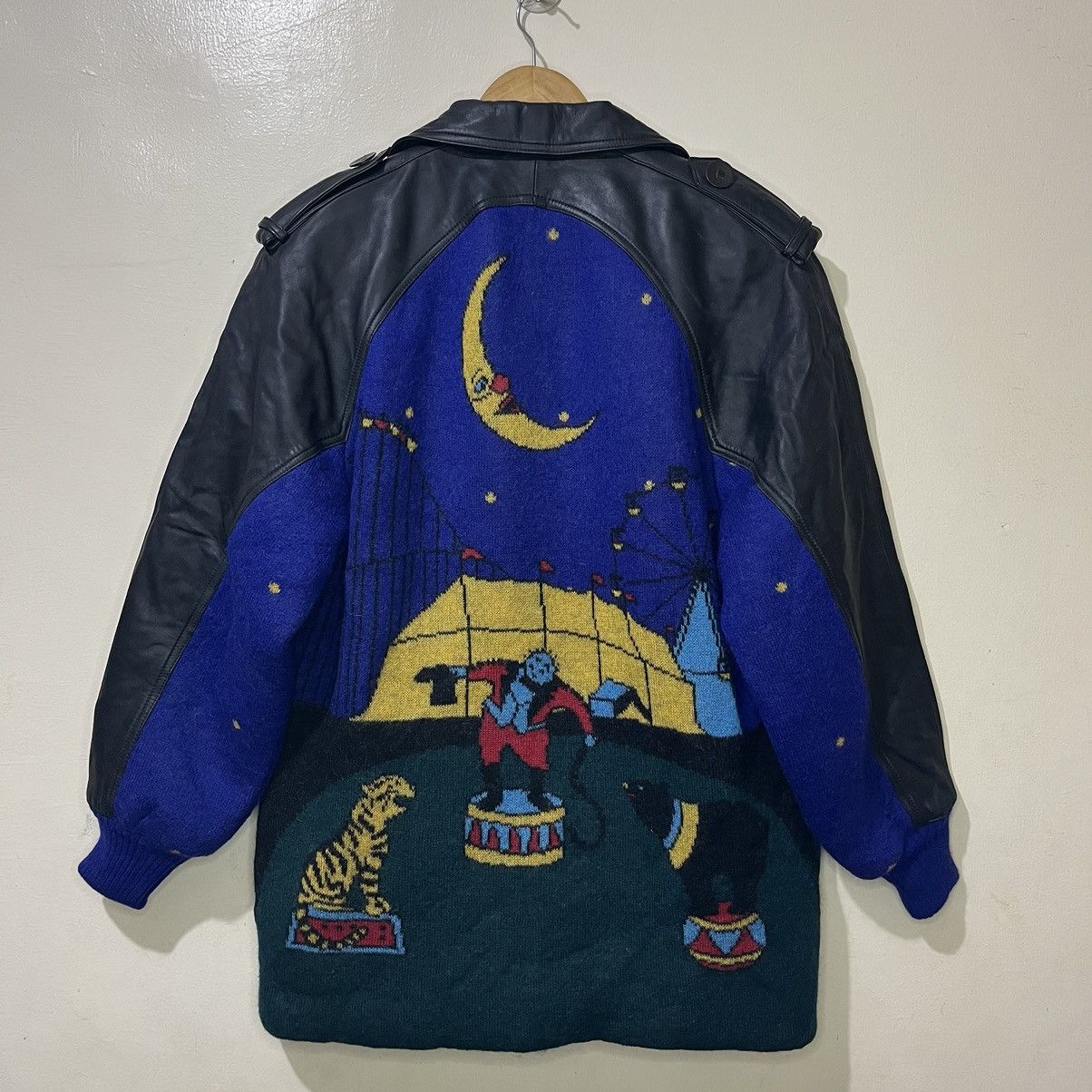 Torras 1990's Torras Spain Art Design Leather Wool Coat Jacket Size US L / EU 52-54 / 3 - 9 Thumbnail