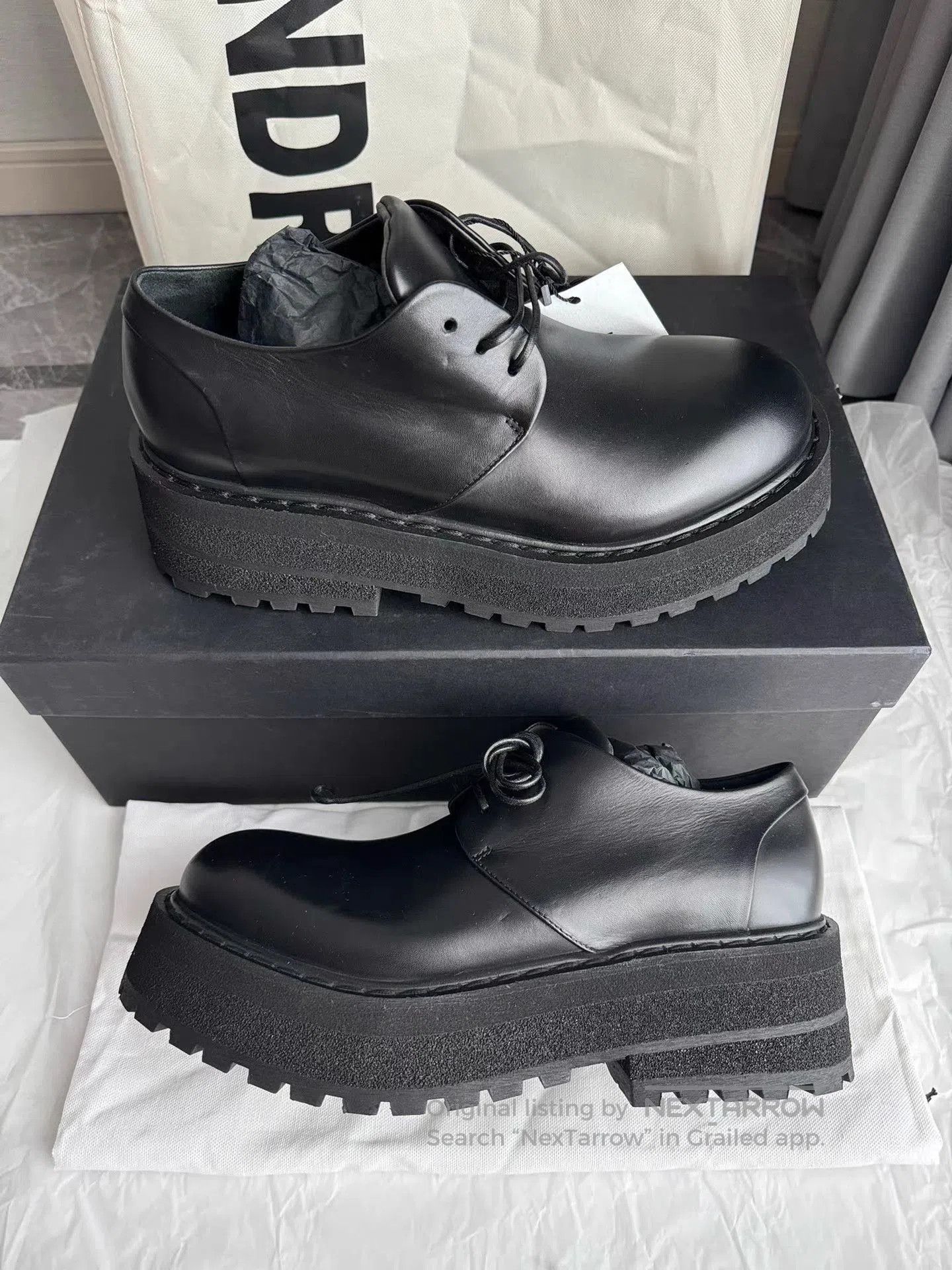Marsell Black Leather Chunky Sole Lace. Size US 7 / EU 40 - 3 Thumbnail