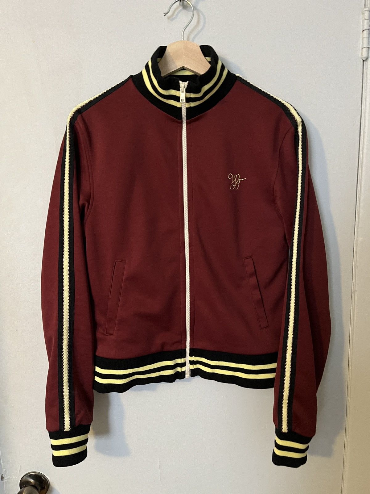 Wales Bonner Track Jacket Full Zip Stripe Burgundy Red