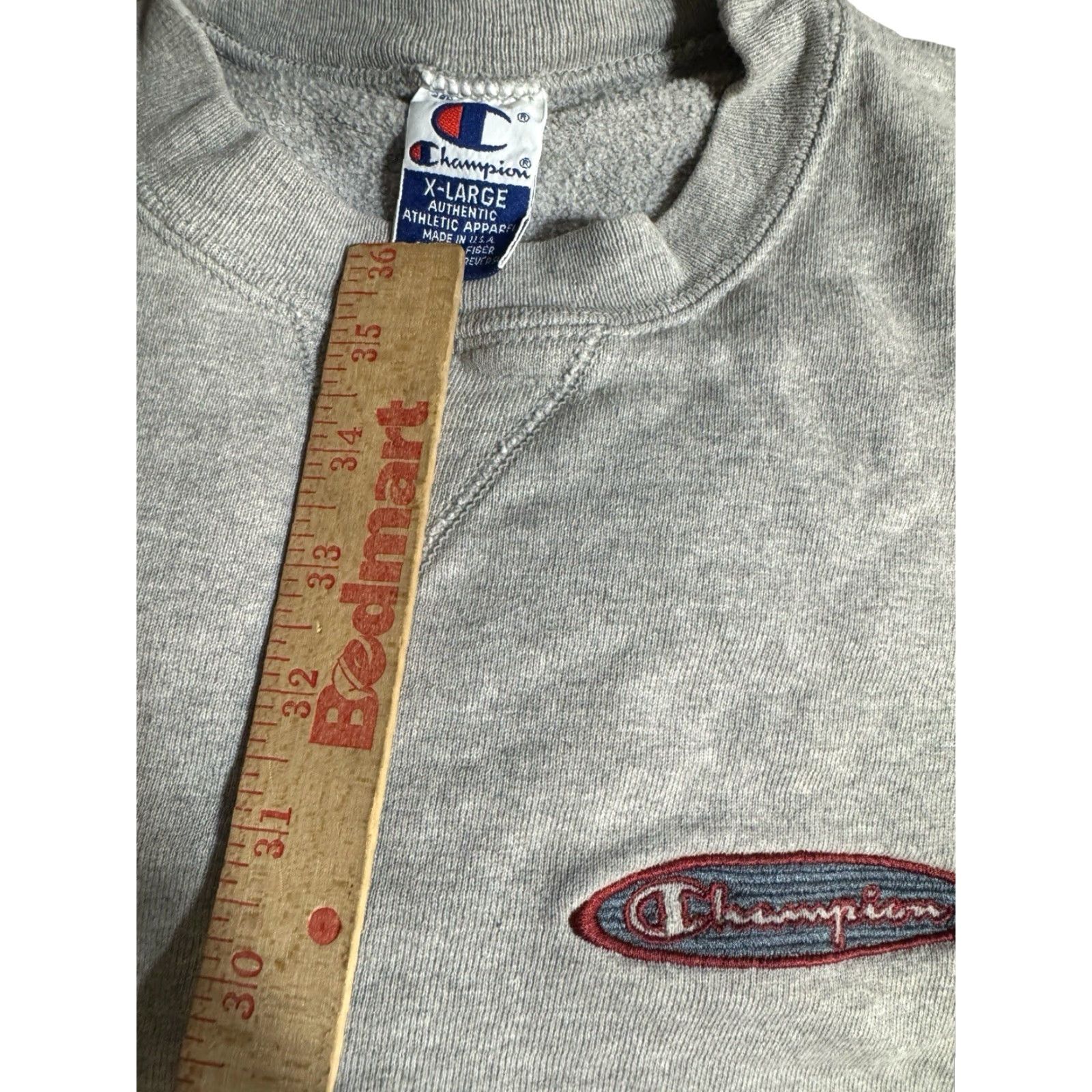Champion VINTAGE Champion USA Crewneck Sweatshirt Gray XL Embroidered Script Men 90s Pullover Regular Fit Sweatshirt Size US XL / EU 56 / 4 - 5 Thumbnail