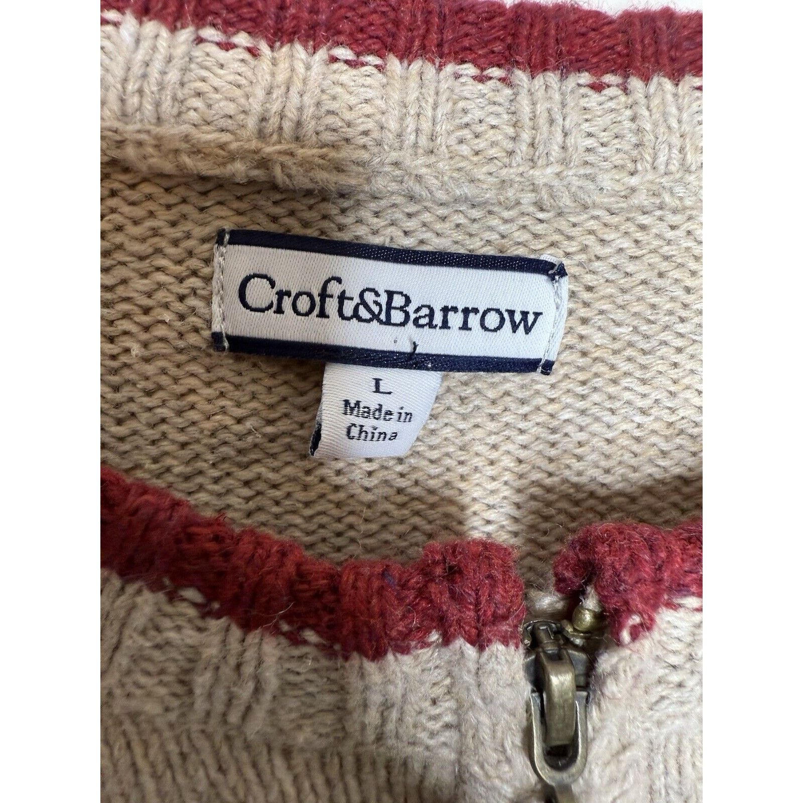 Croft & Barrow Croft & Barrow Cardigan Sweater Women’s Large Tan Zip Birds Size L / US 10 / IT 46 - 2 Thumbnail