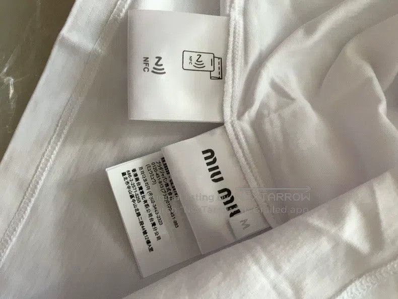 Miu Miu Miu Miu Size M White round neck logo embroidered short slee Size M / US 6-8 / IT 42-44 - 3 Thumbnail