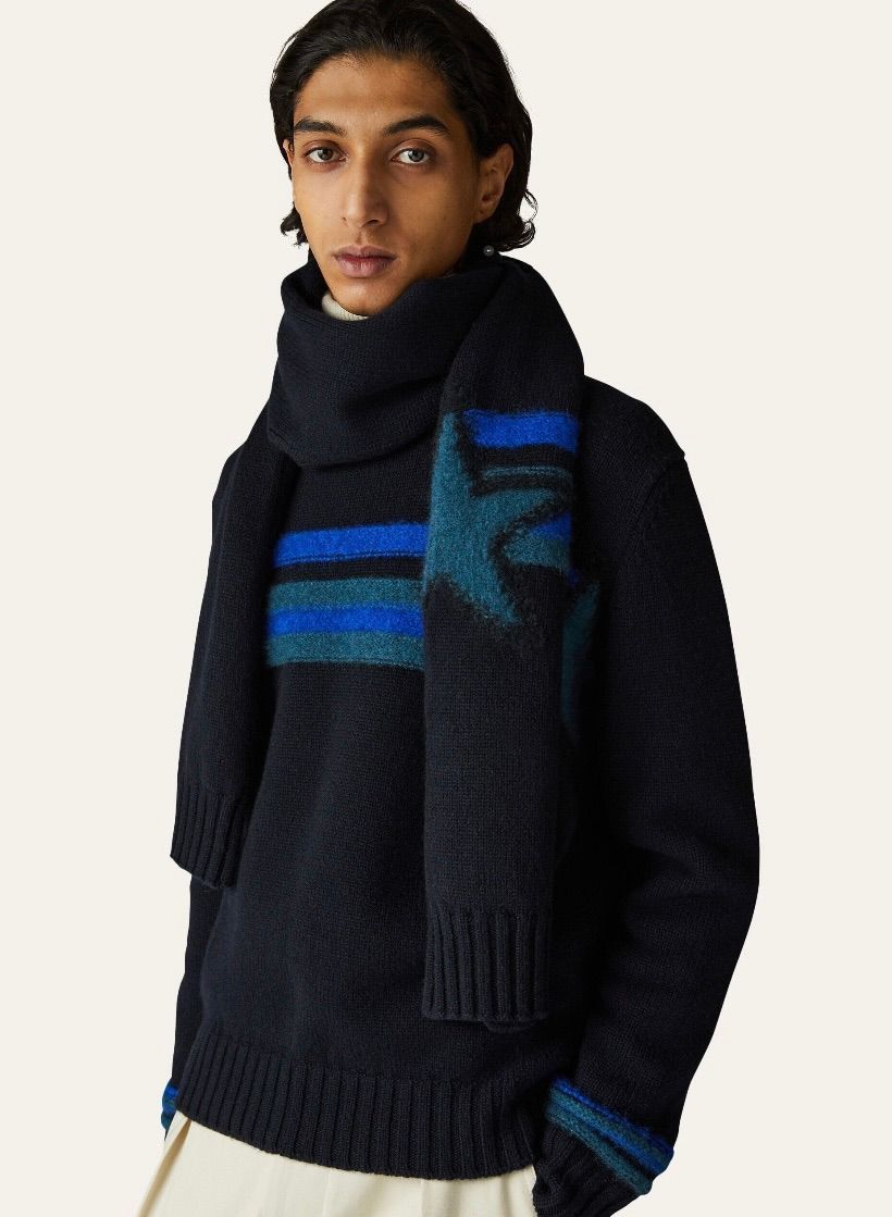 Loro Piana o1srvl11e0325 FAN5360 Size: OS / Sciarpa Scarf in Navy Blue Size ONE SIZE - 2 Thumbnail