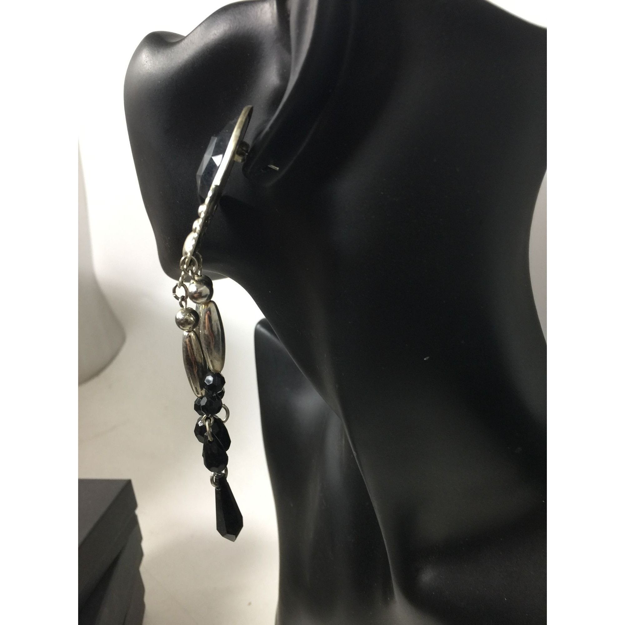 Other Women's Long Chunky Silver and black Chandelier Dangle Earri Size ONE SIZE - 7 Thumbnail