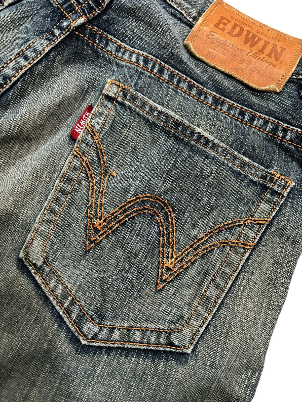 Edwin × If Six Was Nine × Japanese Brand Vintage Y2k Edwin XV Faded Stitch Straight Cut Jeans Size US 33 - 6 Thumbnail