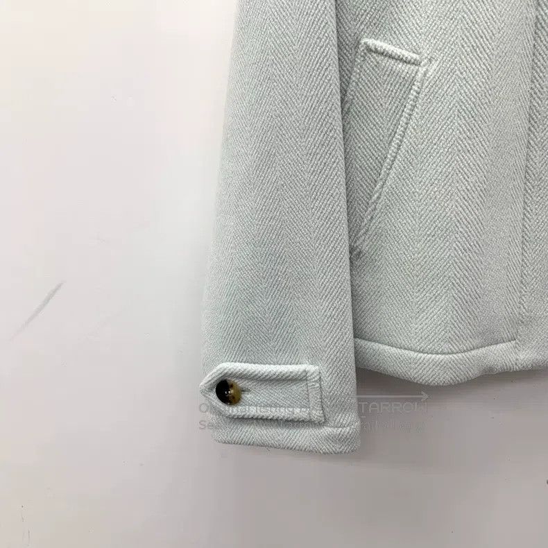 Hermes Hermes Light Blue Cashmere Lapel Long Sleeve Short Coat Size XS / US 0-2 / IT 36-38 - 4 Thumbnail