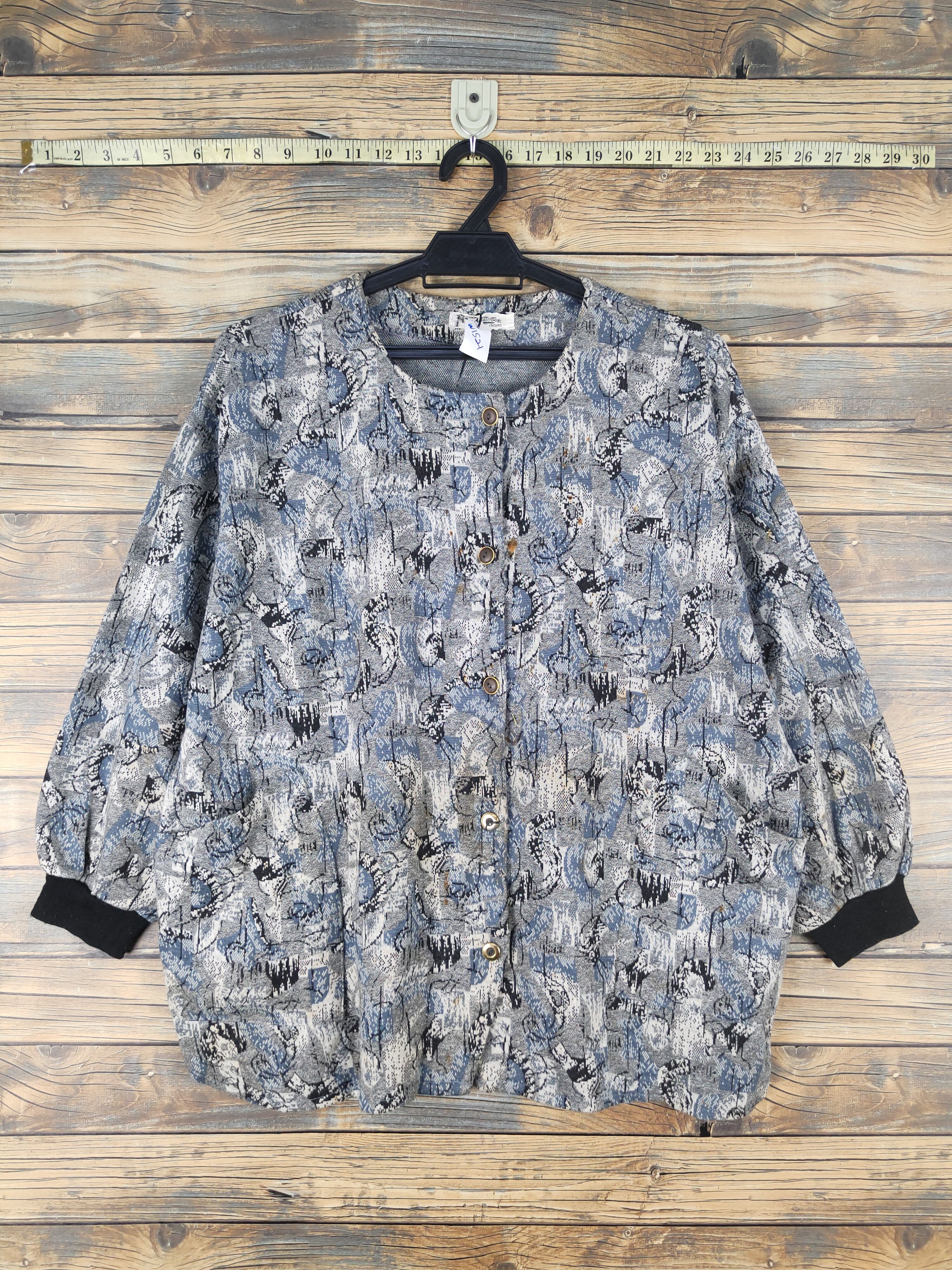 Homespun Knitwear × New Look × Vintage New Look Blue Gray Knitwear Blouses #W1521 Size L / US 10 / IT 46 - 1 Thumbnail