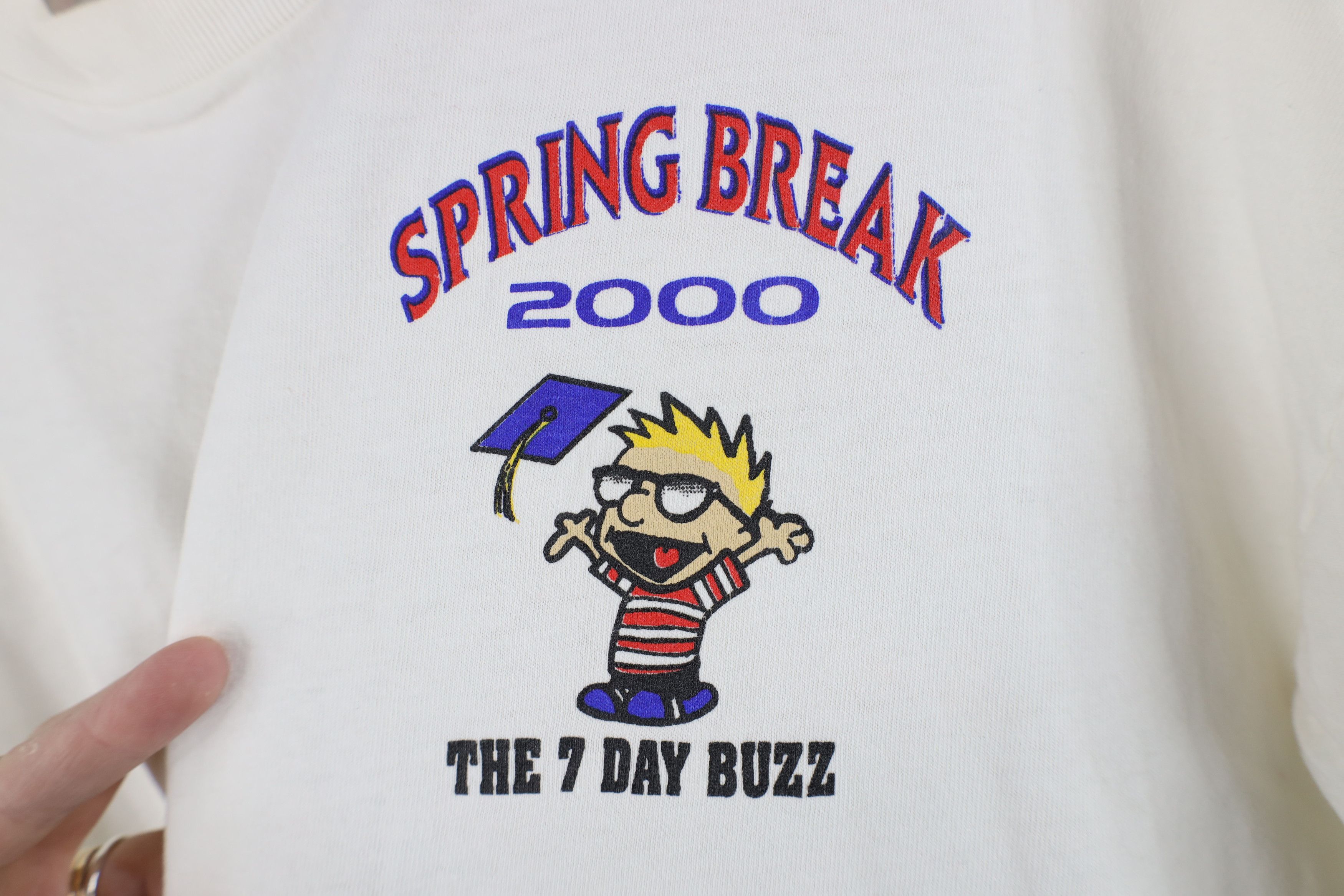 Vintage Vintage Y2K 2000 College 7 Day Buzz Drinking T-Shirt White Size US XL / EU 56 / 4 - 4 Thumbnail