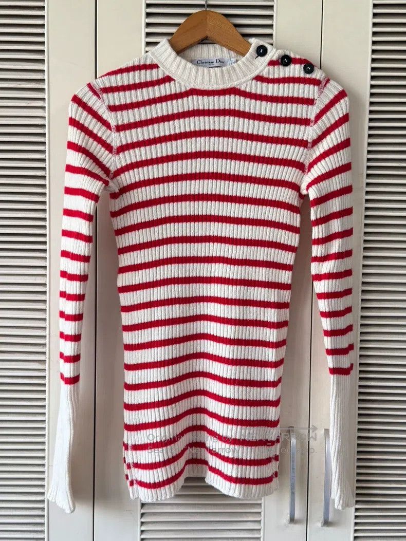 Dior Dior Red and white striped knitwear sweater Size XXS / US 00 / IT 34 - 1 Thumbnail