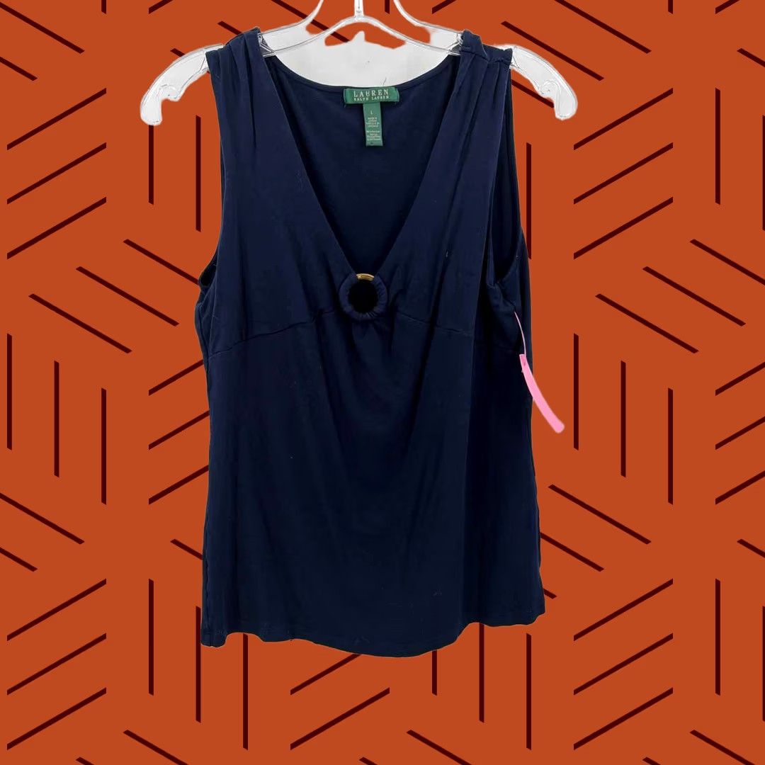 Vintage Lauren Navy Tank Top Large Size L / US 10 / IT 46 - 1 Thumbnail