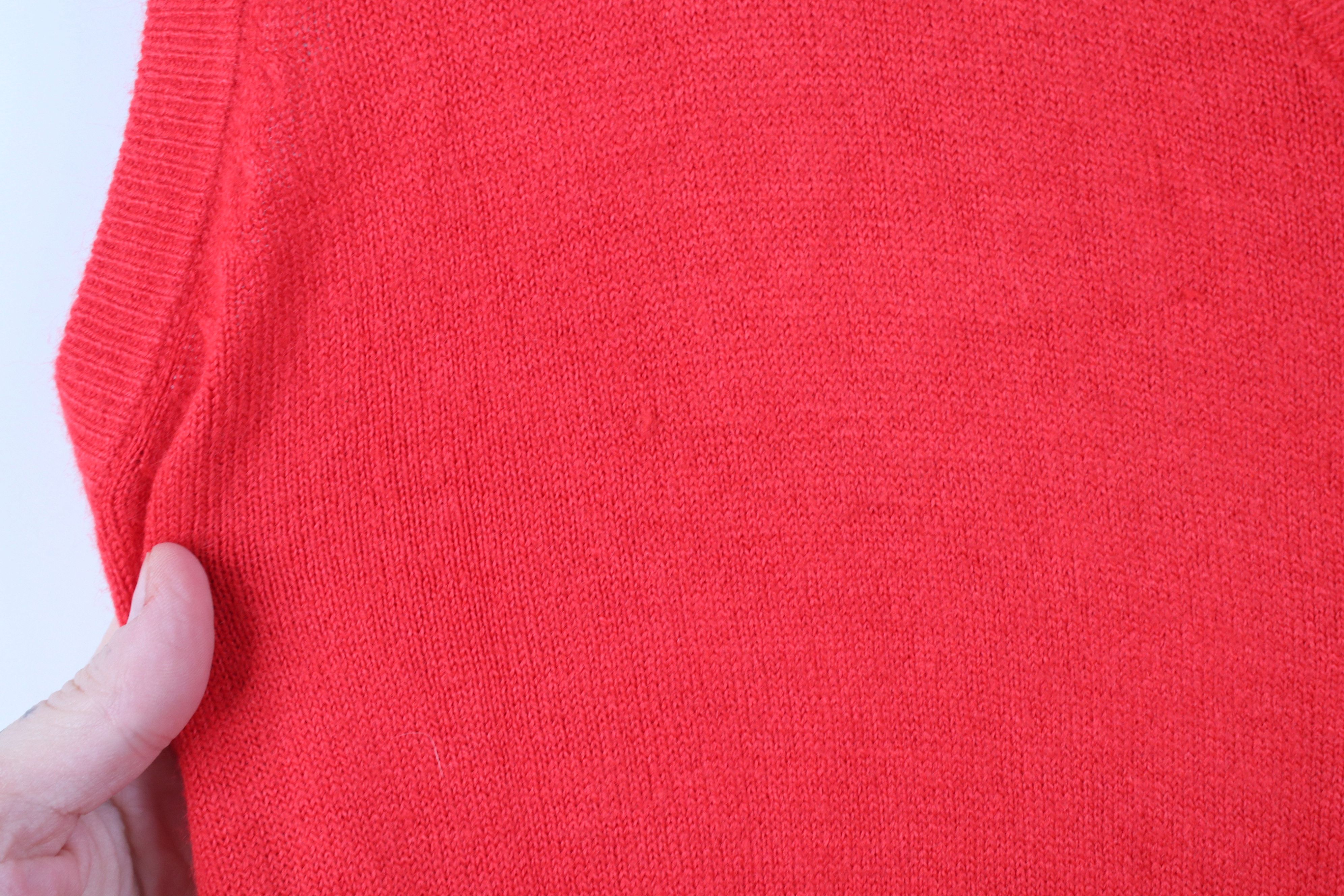 Vintage Deadstock Vintage 70s Soft Knit V-Neck Sweater Vest Red Size M / US 6-8 / IT 42-44 - 7 Thumbnail