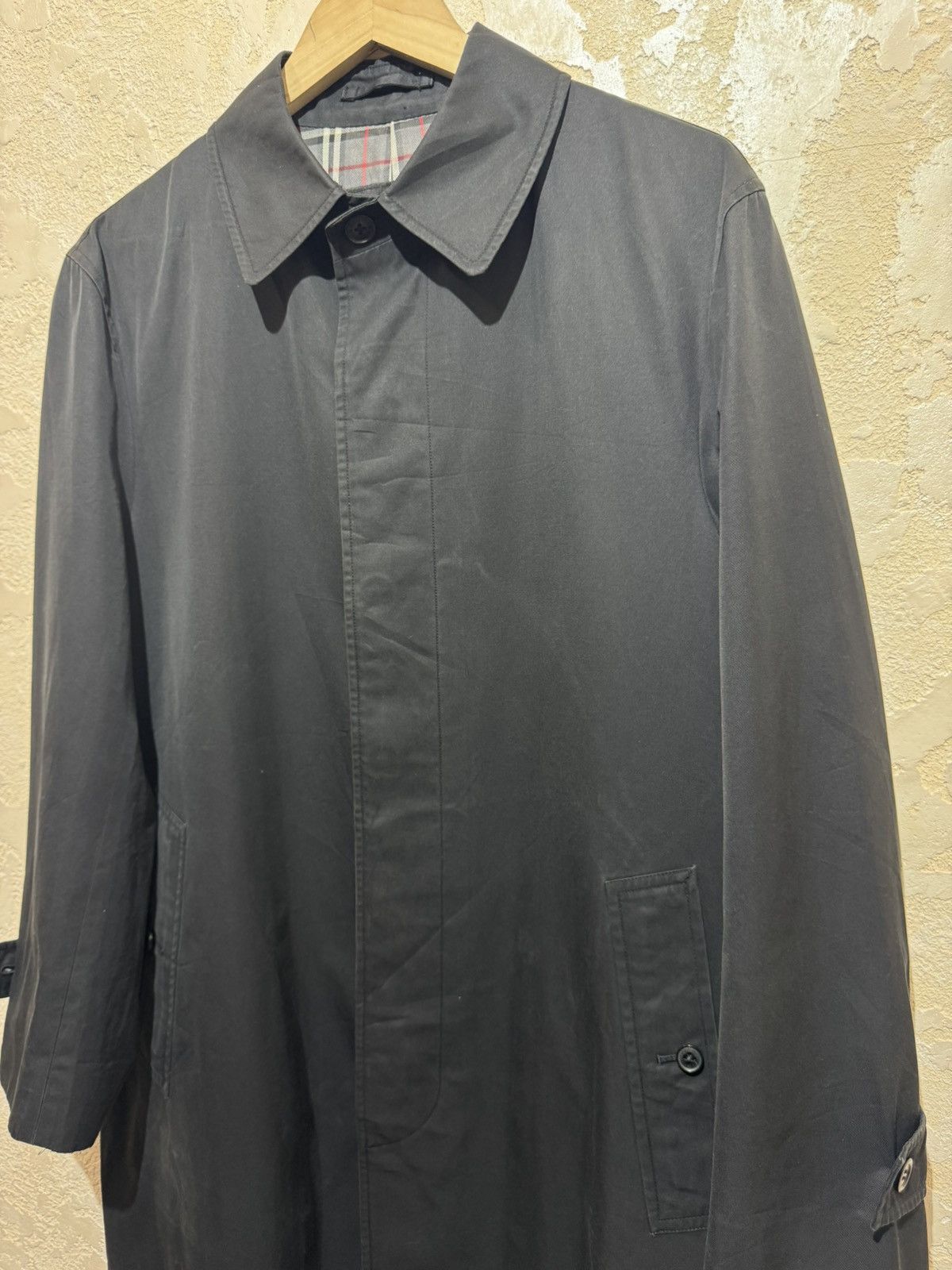 Burberry Black Label Black Nylon Long Coat Size M From Japan