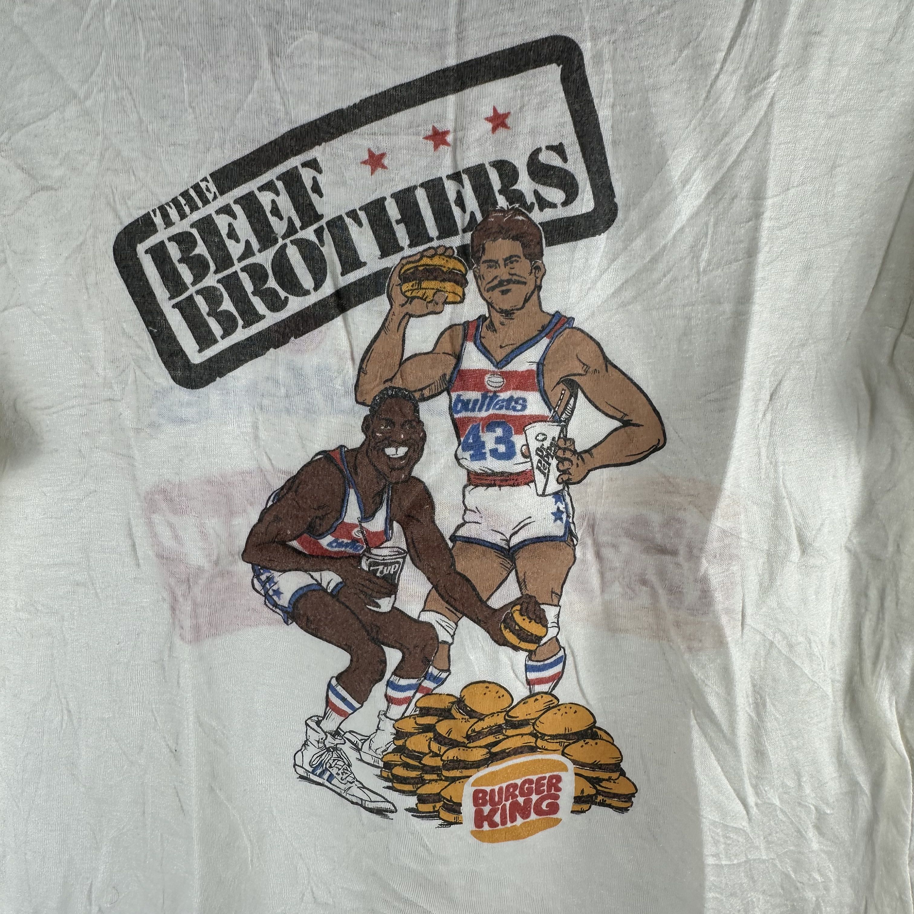 Vintage 80s Washington Bullets The Beef Brothers NBA Burger King Tee Size US M / EU 48-50 / 2 - 2 Thumbnail