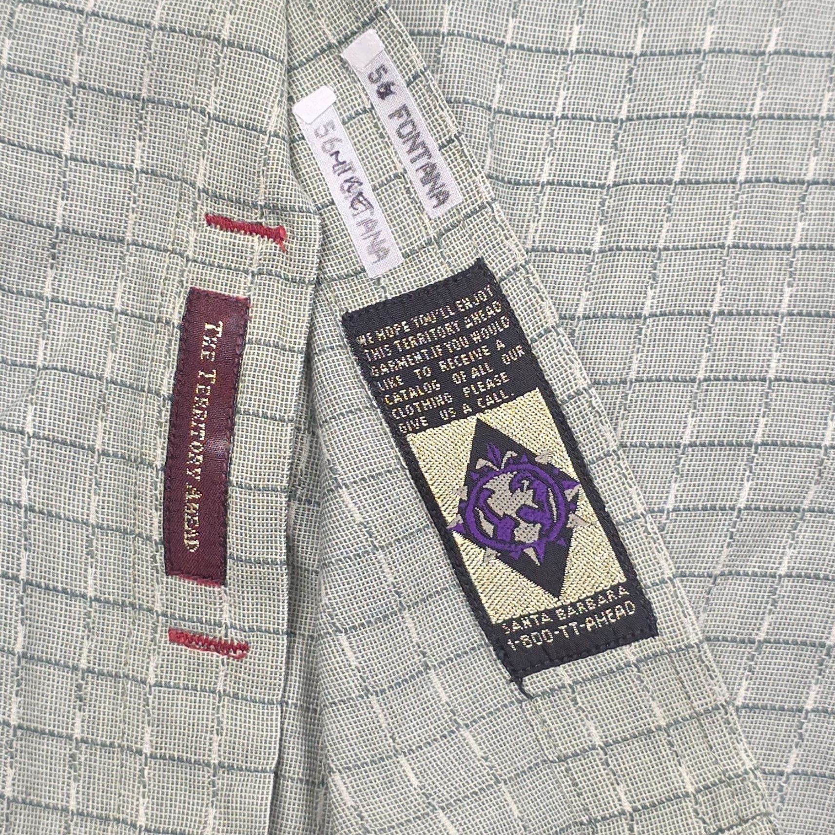 The Territory Ahead Territory Ahead Shirt Men's Large Green White Woven Textured Cotton Button-Up Short Sleeve Plaid Size US L / EU 52-54 / 3 - 7 Thumbnail