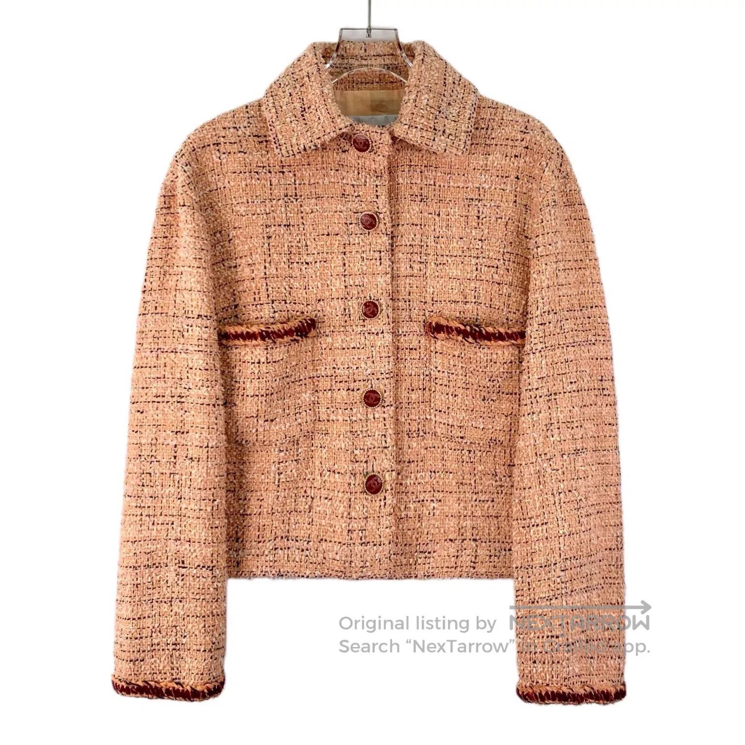 Chanel chanel orange tweed button-up jacket. Size US M / EU 48-50 / 2 - 1 Thumbnail