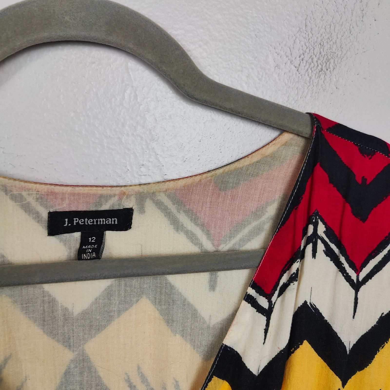 Other J. Peterman Maxi Dress Womens 12 Red Yellow Tribal Faux Wrap Size XL / US 12-14 / IT 48-50 - 3 Thumbnail