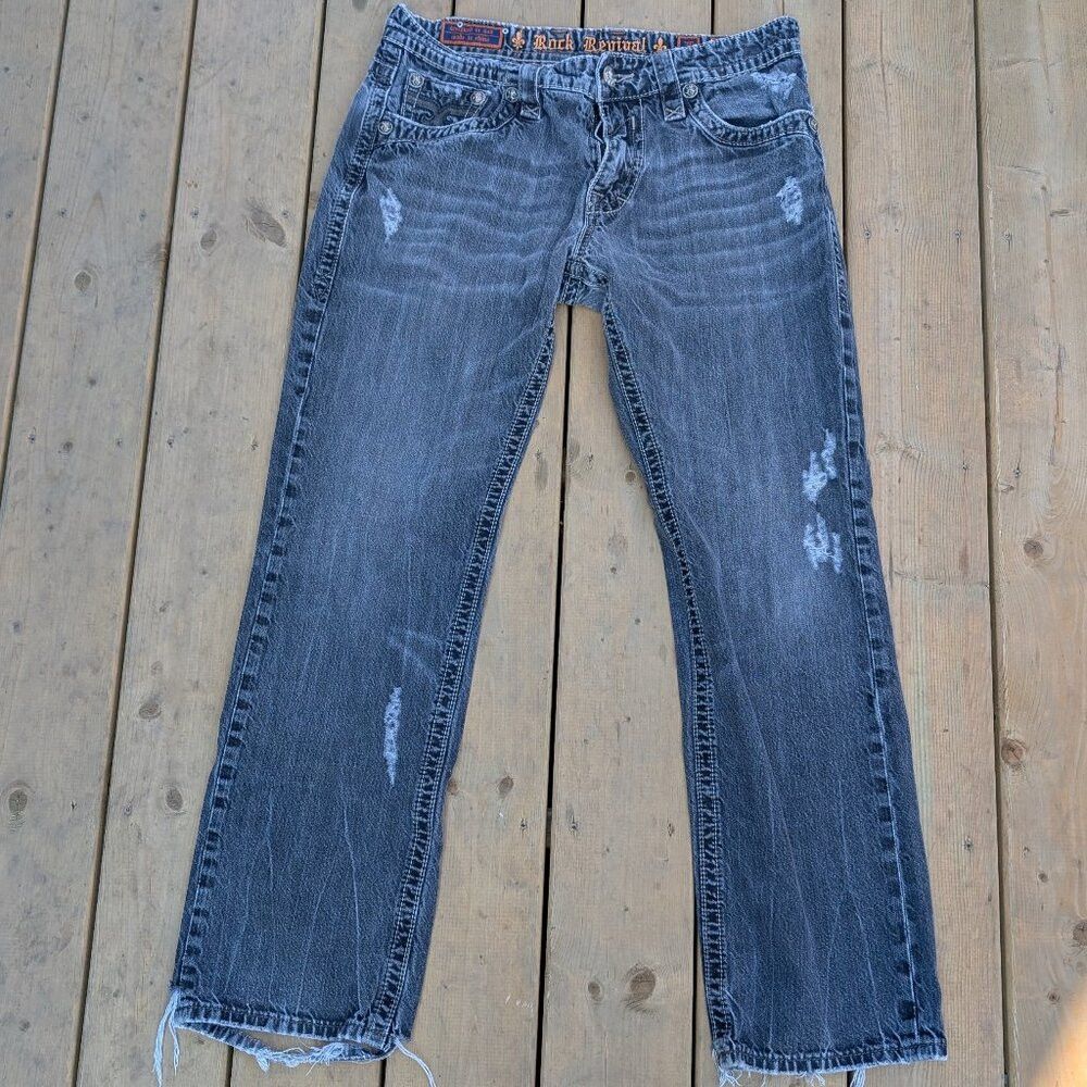 Rock Revival Rock Revival Jeans Men's 36 Blue Denim Dark Wash Faded Dist Size US 36 / EU 52 - 1 Thumbnail