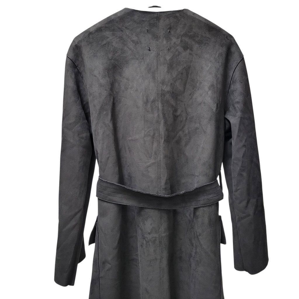 Mango MNG Basics/MANGO Women's Collarless Belted Faux Suede Black Size XS / US 0-2 / IT 36-38 - 4 Thumbnail