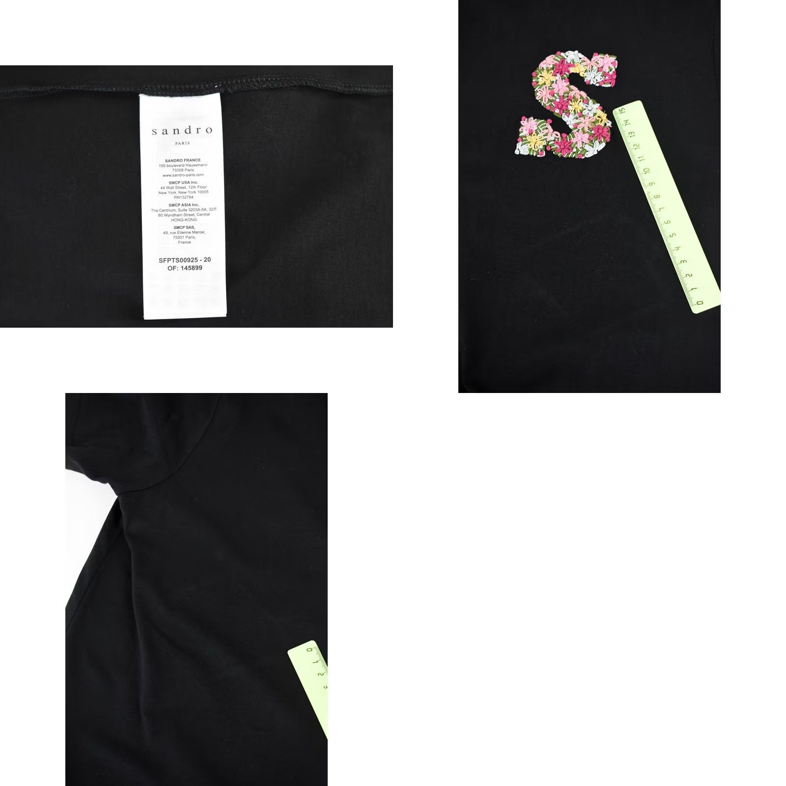 Sandro Sandro Henria T-Shirt Damen Alle Jahreszeiten MEDIUM Pullover Shirt Womens Medium Black Logo Crew Neck All Seasons Size M / US 6-8 / IT 42-44 - 8 Thumbnail
