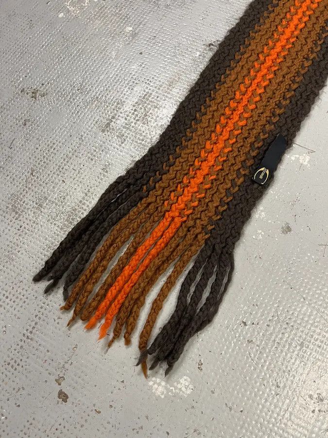 Just Cavalli 2000s Cavalli Orange & Brown Gradient Wool Scarf Size ONE SIZE - 5 Thumbnail