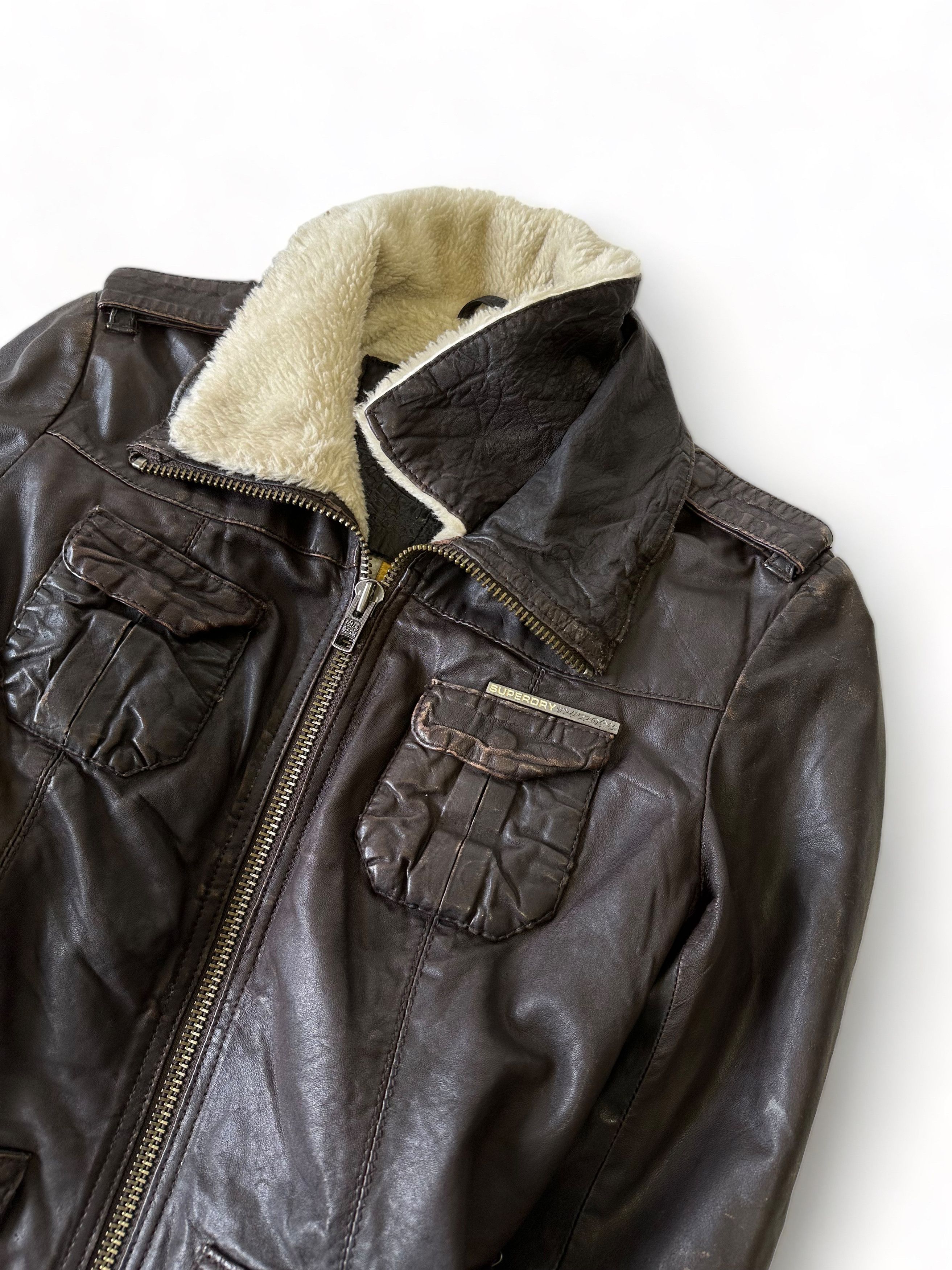 Allsaints Superdry Leather Meghan Shearling Jacket (M) Size M / US 6-8 / IT 42-44 - 4 Thumbnail