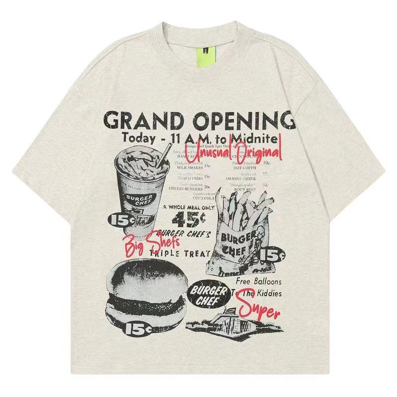image of Vintage Lazy Style Loose Casual Summer T-Shirt in Gray White, Men's (Size XL)