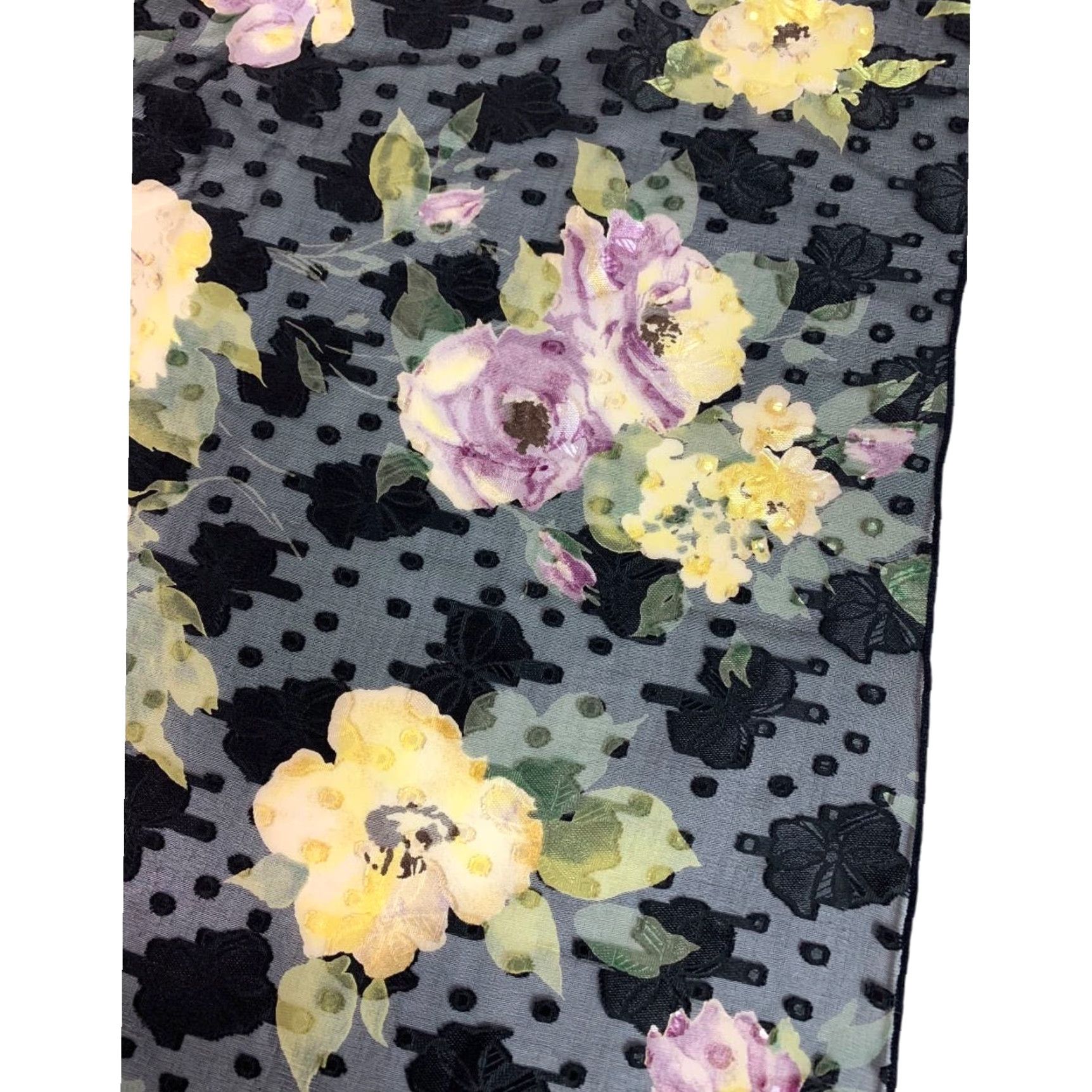 Vintage VINTAGE Floral Scarf Womens 19 Inch Square Textured Siky Sheer Gray Size ONE SIZE - 4 Thumbnail