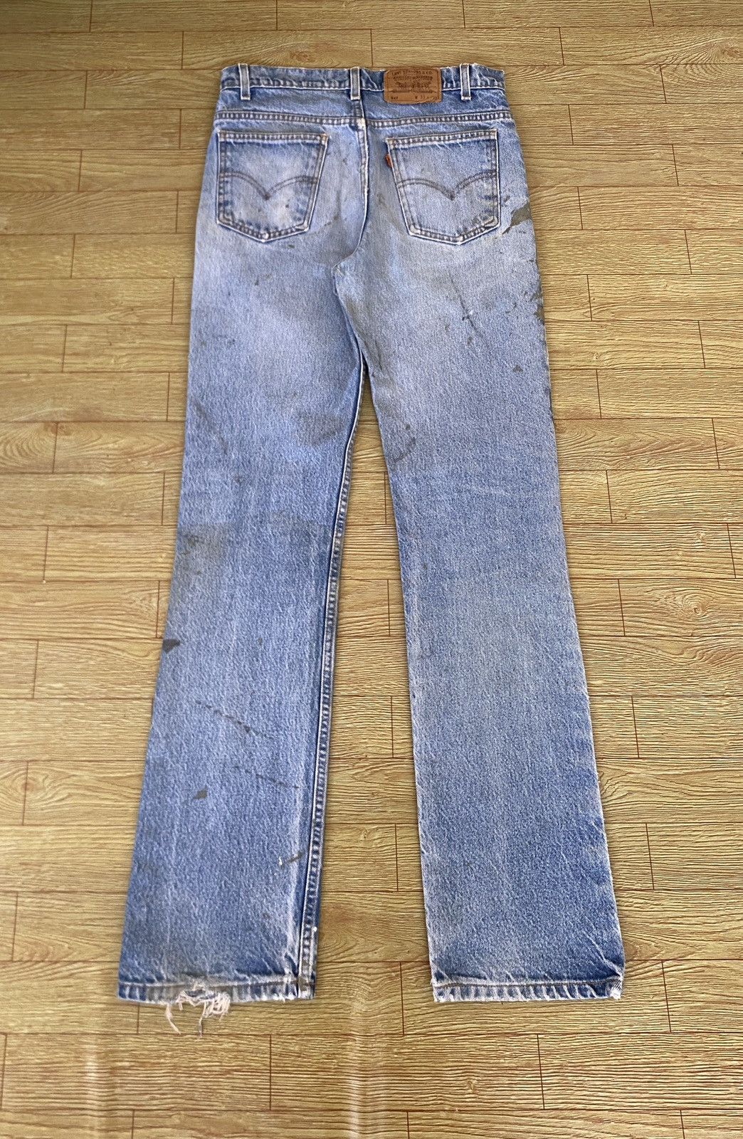 Levi's Vintage Levis Lot 517 Bootcut USA Distressed Jeans 1990s Size US 33 - 2 Thumbnail