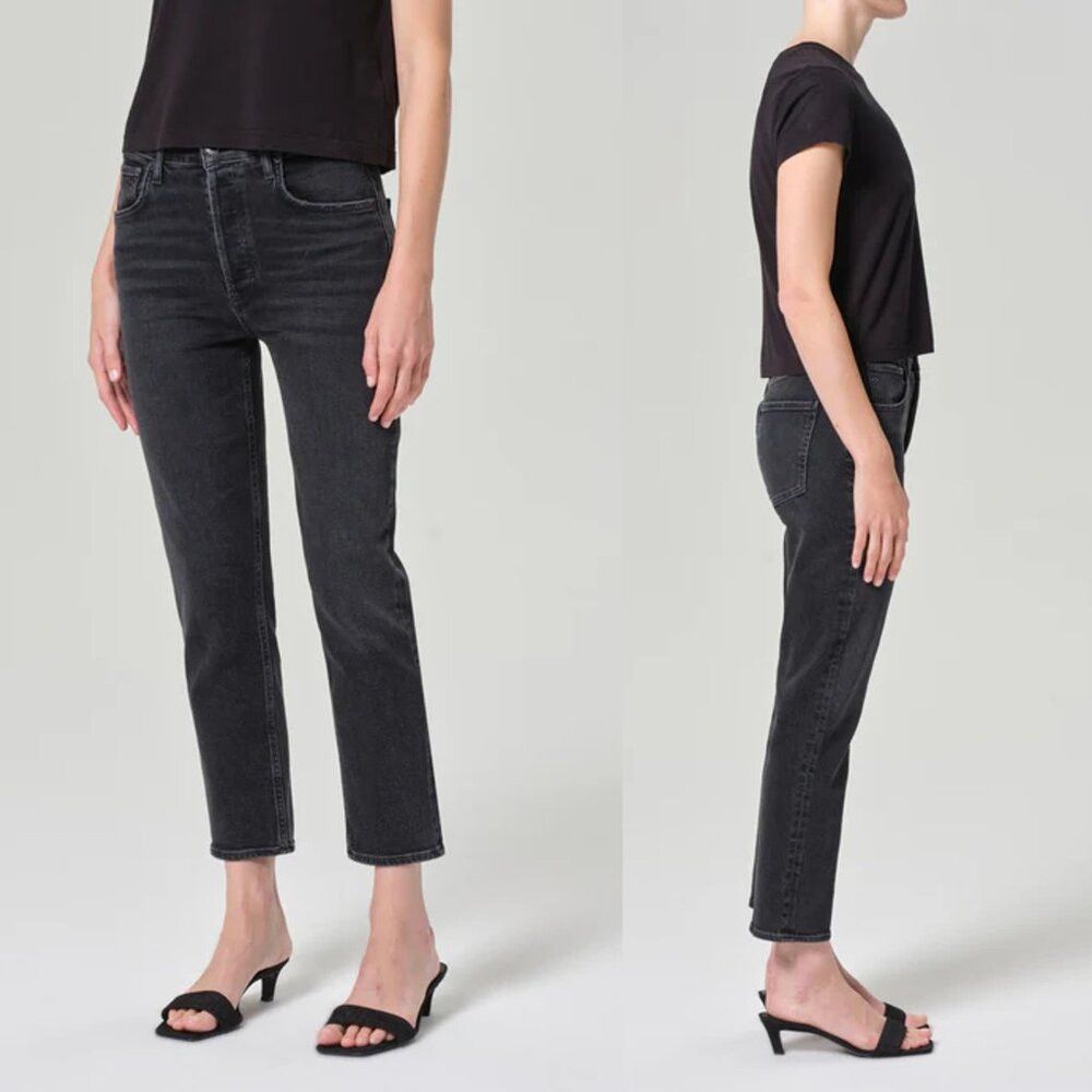 Agolde Agolde Riley High Rise Straight Crop Jeans In Panoramic Siz Size 31" - 2 Thumbnail