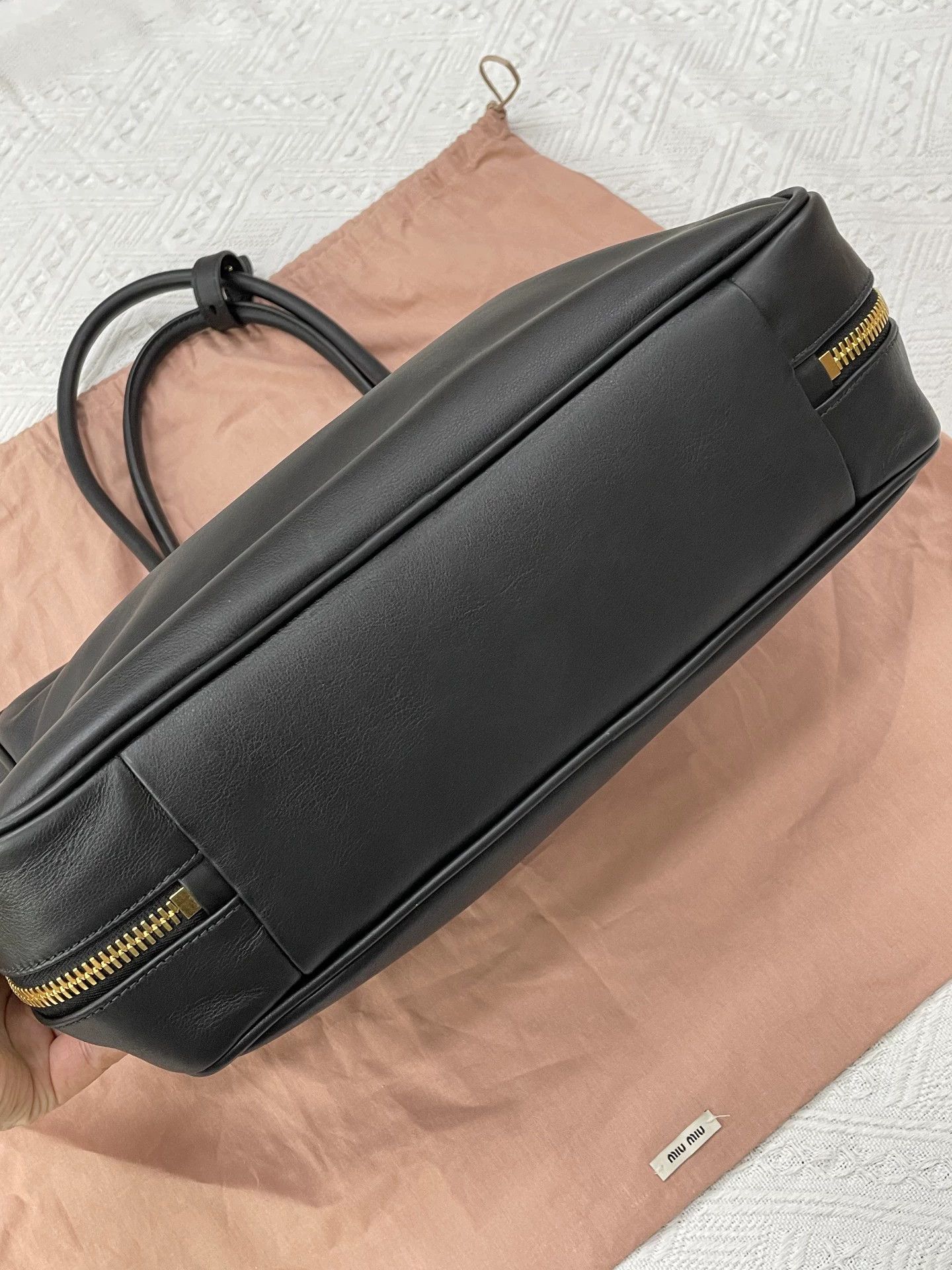 Miu Miu MIU MIU Beau Black Leather Briefcase Gold Near New Size ONE SIZE - 3 Thumbnail