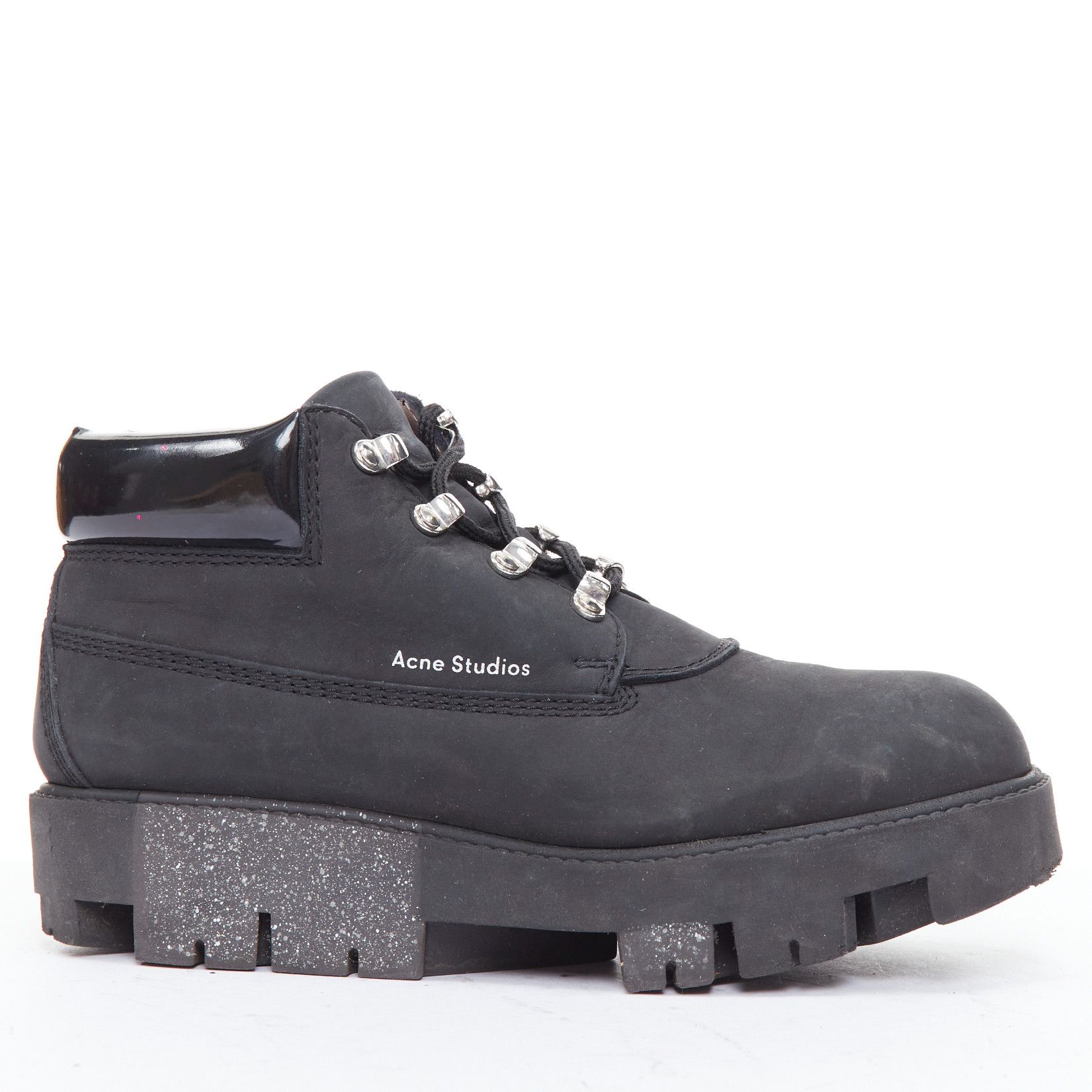 Acne Studios ACNE STUDIOS Tinne black nubuck heavy duty lug sole hiking boots EU38 Size US 8 / IT 38 - 1 Thumbnail