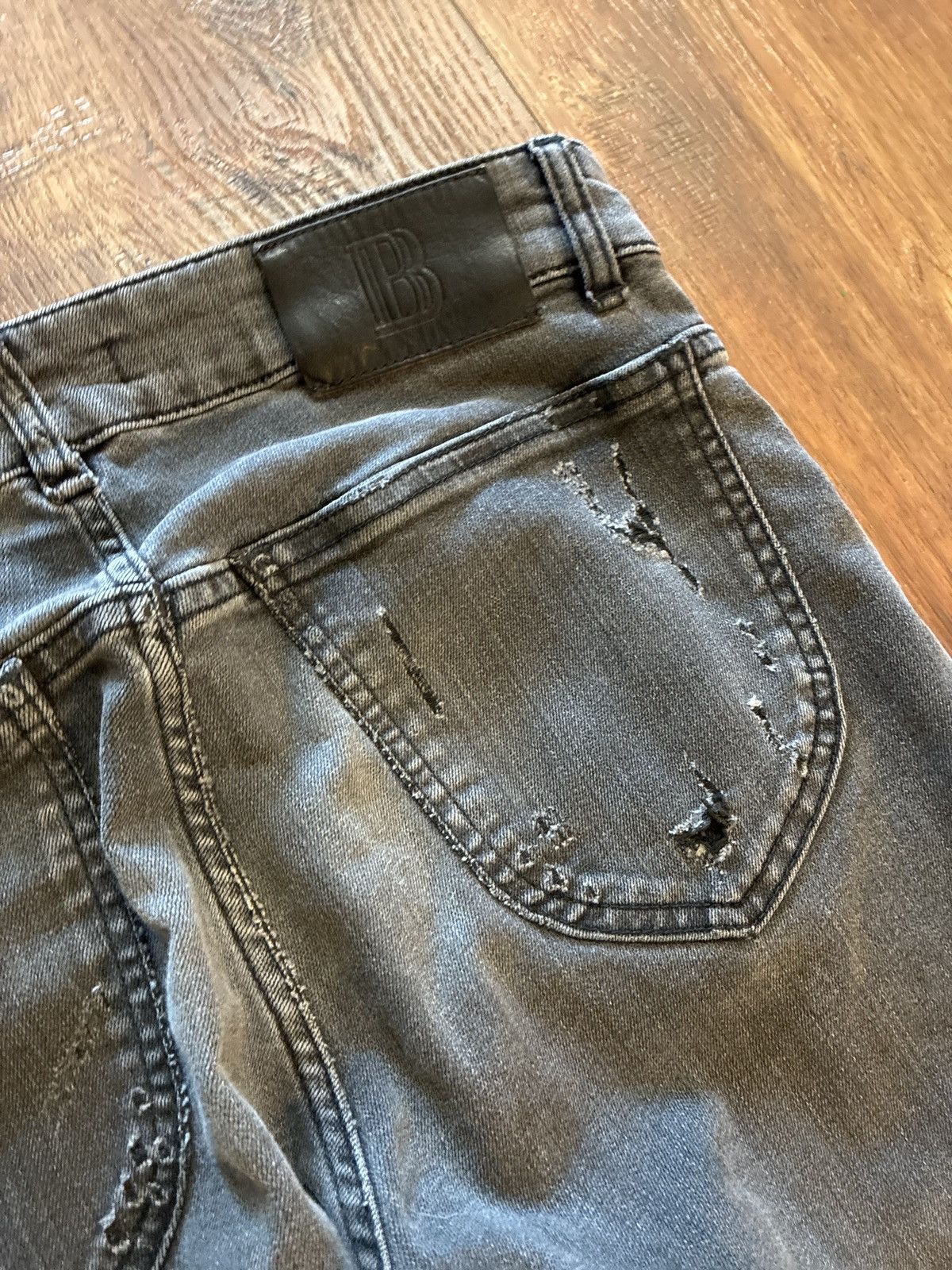Pierre Balmain Pierre Balmain Leather Repaired Biker Denim Size US 29 - 6 Thumbnail