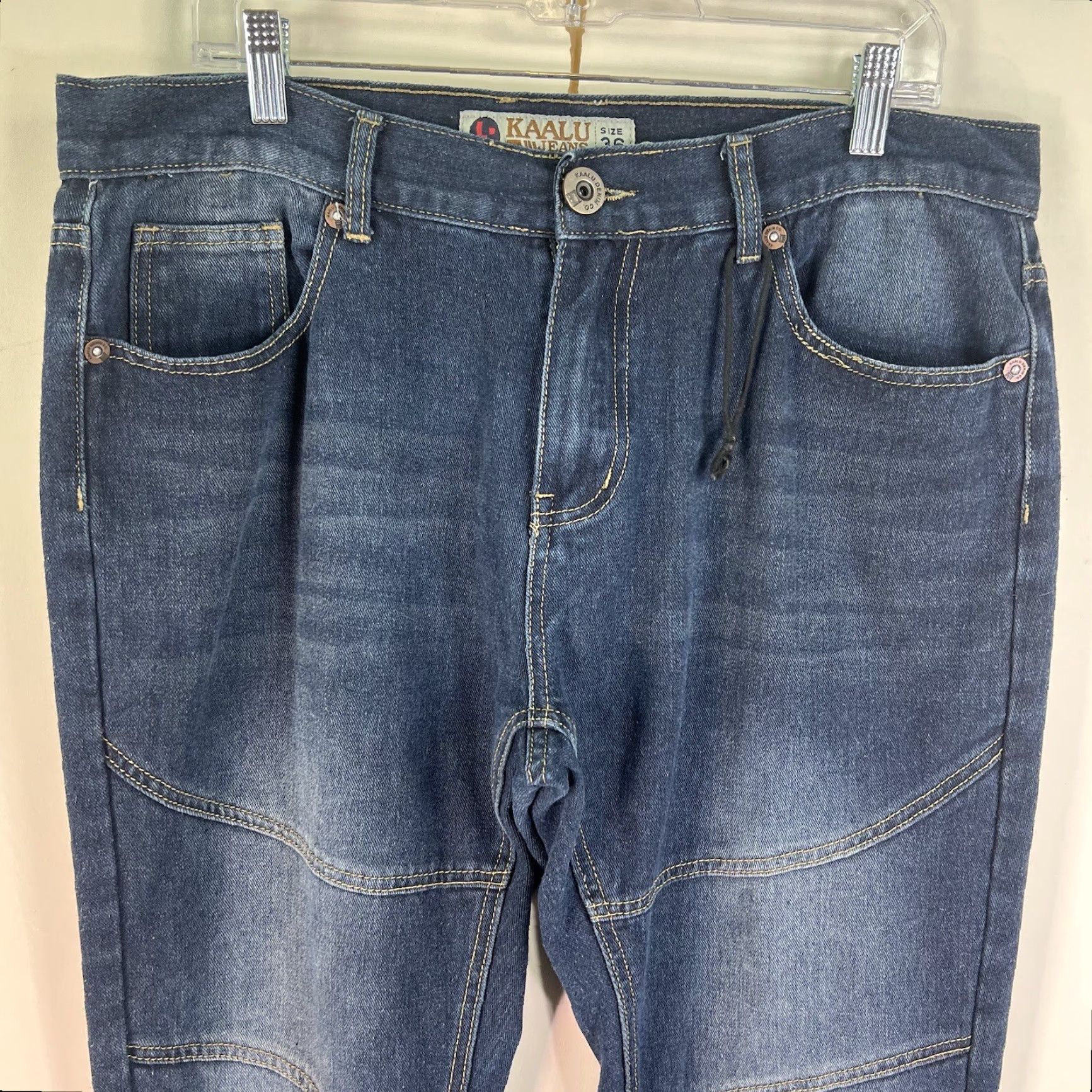 Vintage Kaalu Euro Jeans Straight Leg Mens Jeans 36 Blue Cotton Denim Regular 36X32 USA Logo London Preppy 90s Mens Size US 36 / EU 52 - 2 Thumbnail