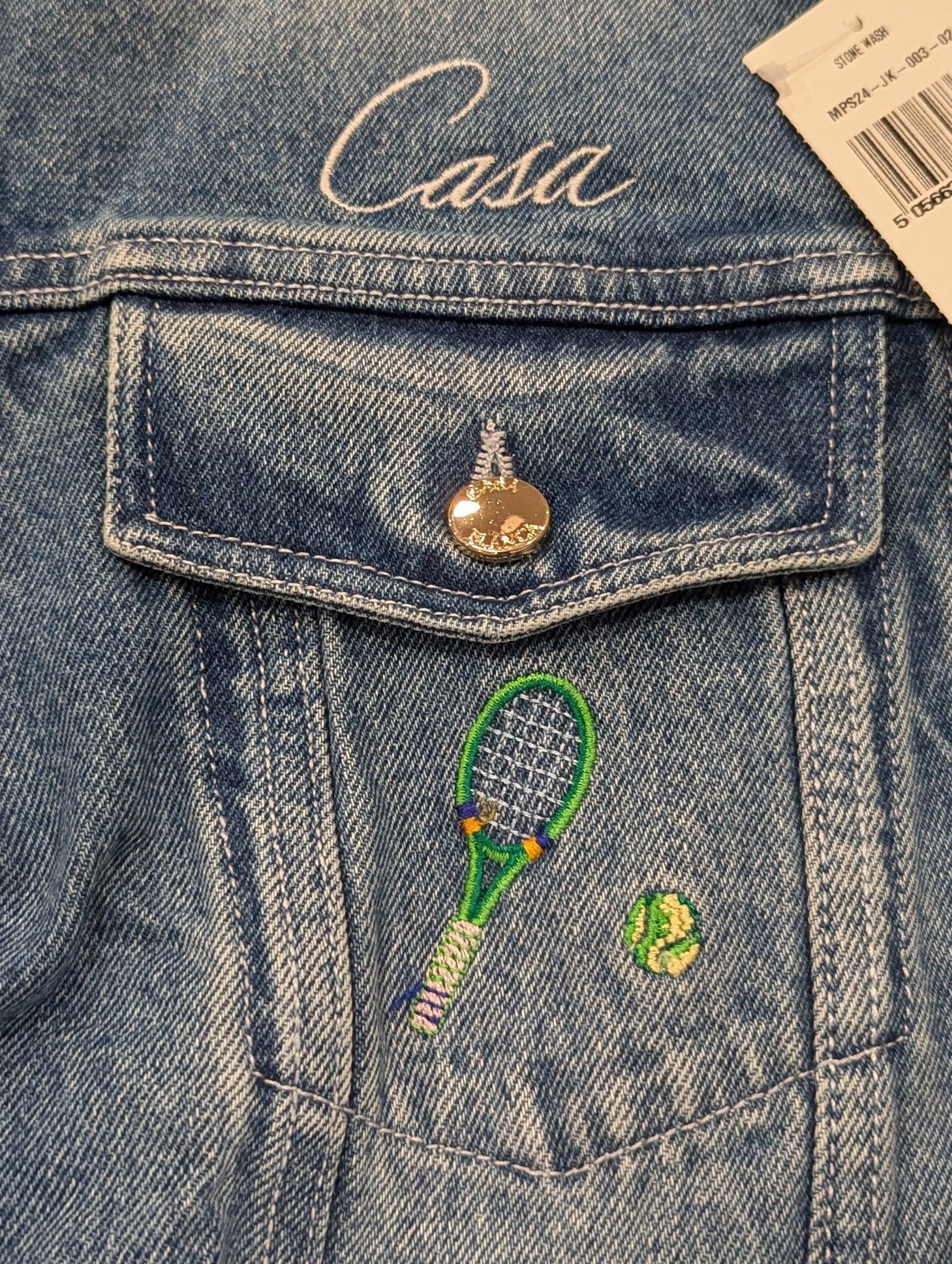 Casablanca CASABLANCA Embroidered Motif Denim Trucker Jacket Stone 48 Size US M / EU 48-50 / 2 - 3 Thumbnail
