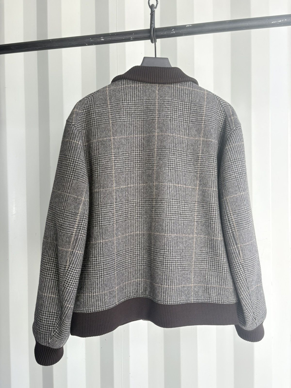 Hermes Vintage Hermes Plaid Wool Bomber Jacket with Leather Buckles Size US XL / EU 56 / 4 - 4 Thumbnail