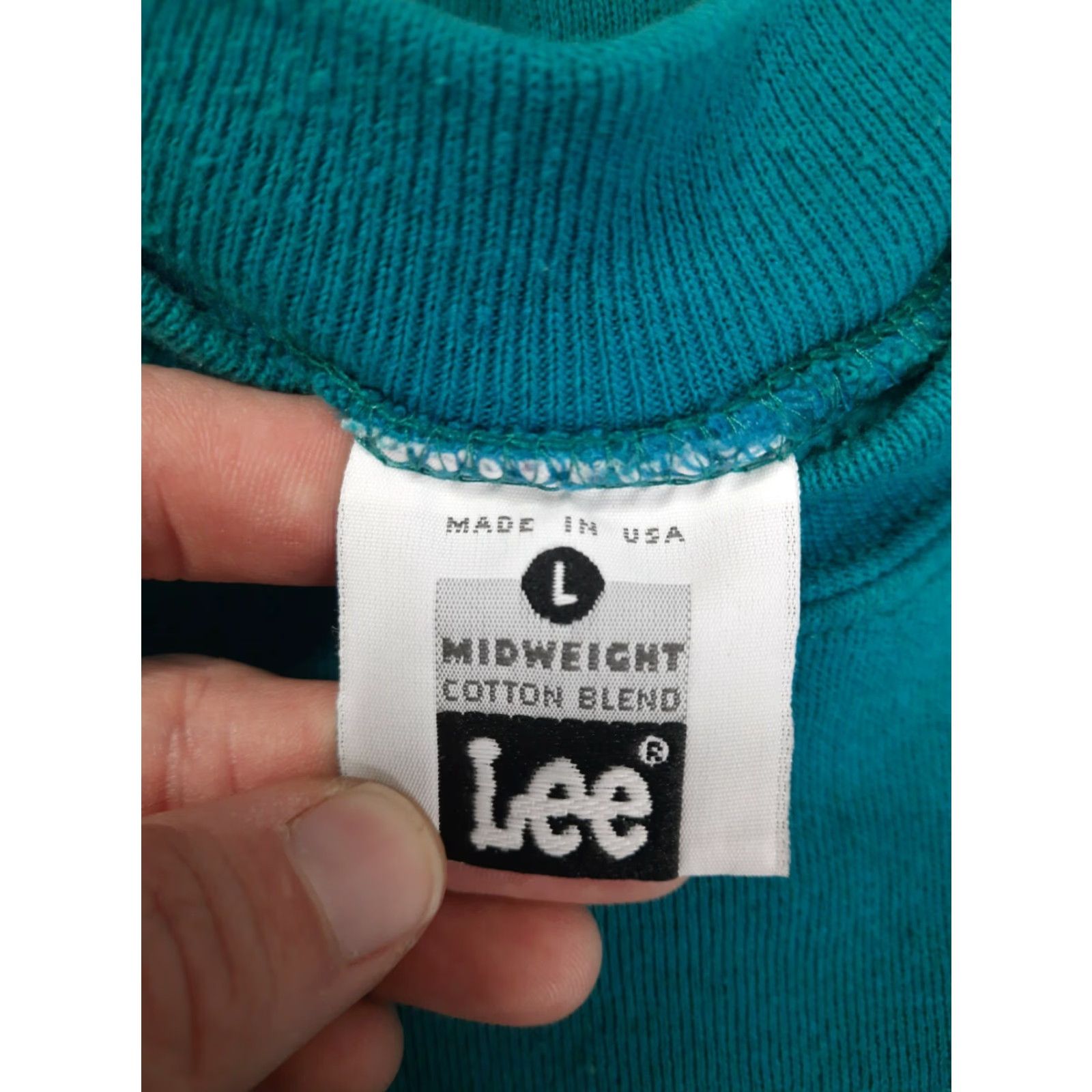 Lee VINTAGE Lee Crewneck Sweatshirt Teal Raglan VTG USA 80s Mens Large Size US L / EU 52-54 / 3 - 2 Thumbnail