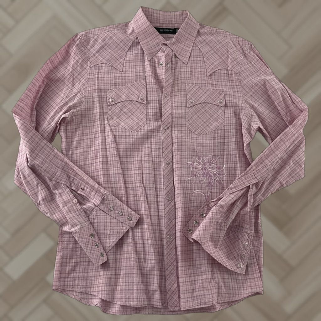J.Lindeberg J. Lindeberg Shirt Long Sleeve Button-Up Embroidered Pink Men's XL Button Front Shirt Size US XL / EU 56 / 4 - 1 Thumbnail