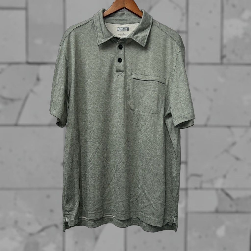 CO Duluth Trading Co Polo Shirt Mens Size L Gray/Green Shirt Mens L Gray Duluth Polo Shirt Size US L / EU 52-54 / 3 - 1 Thumbnail