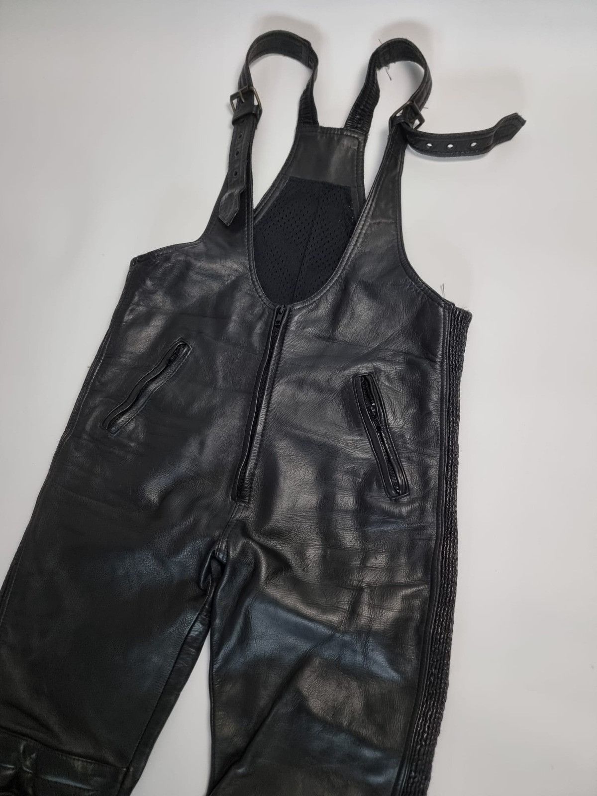 Vintage leather suspender pants S/M black mens womens Size 30" / US 8 / IT 44 - 6 Thumbnail