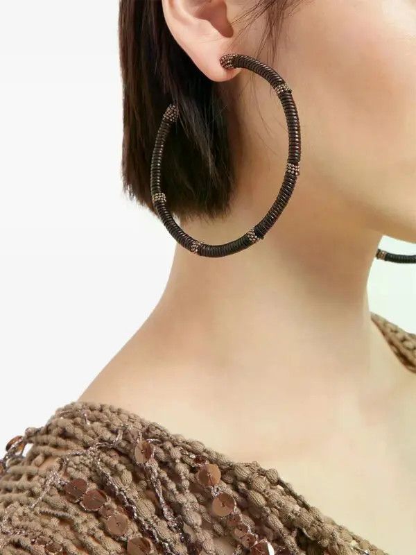 Brunello Cucinelli o1la1rc1a0326 Size: OS / Hoop Earring in Brown Size ONE SIZE - 2 Thumbnail