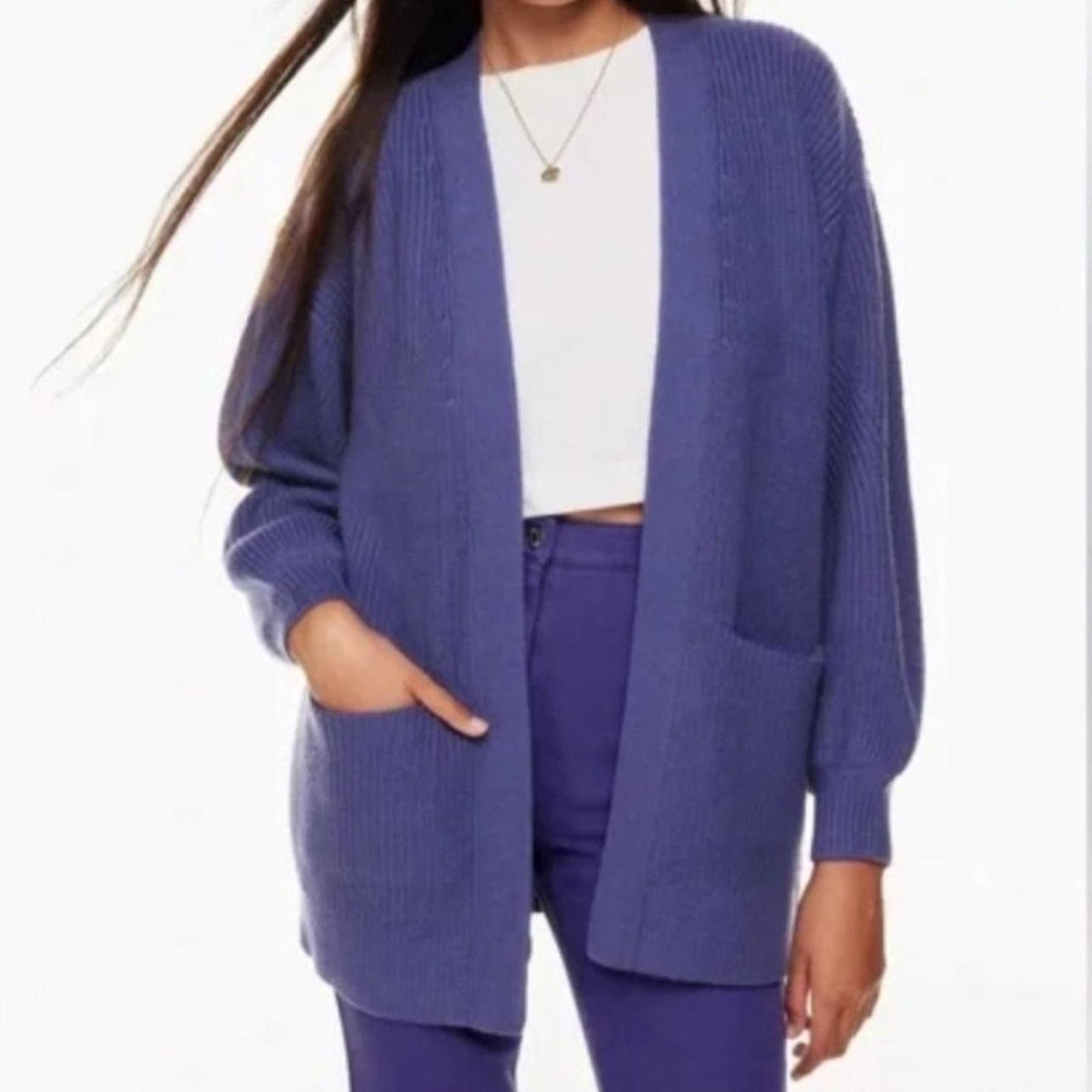 Aritzia Artiza Wilfred Free Unwind Wool Cardigan in Purple Size S / US 4 / IT 40 - 1 Thumbnail