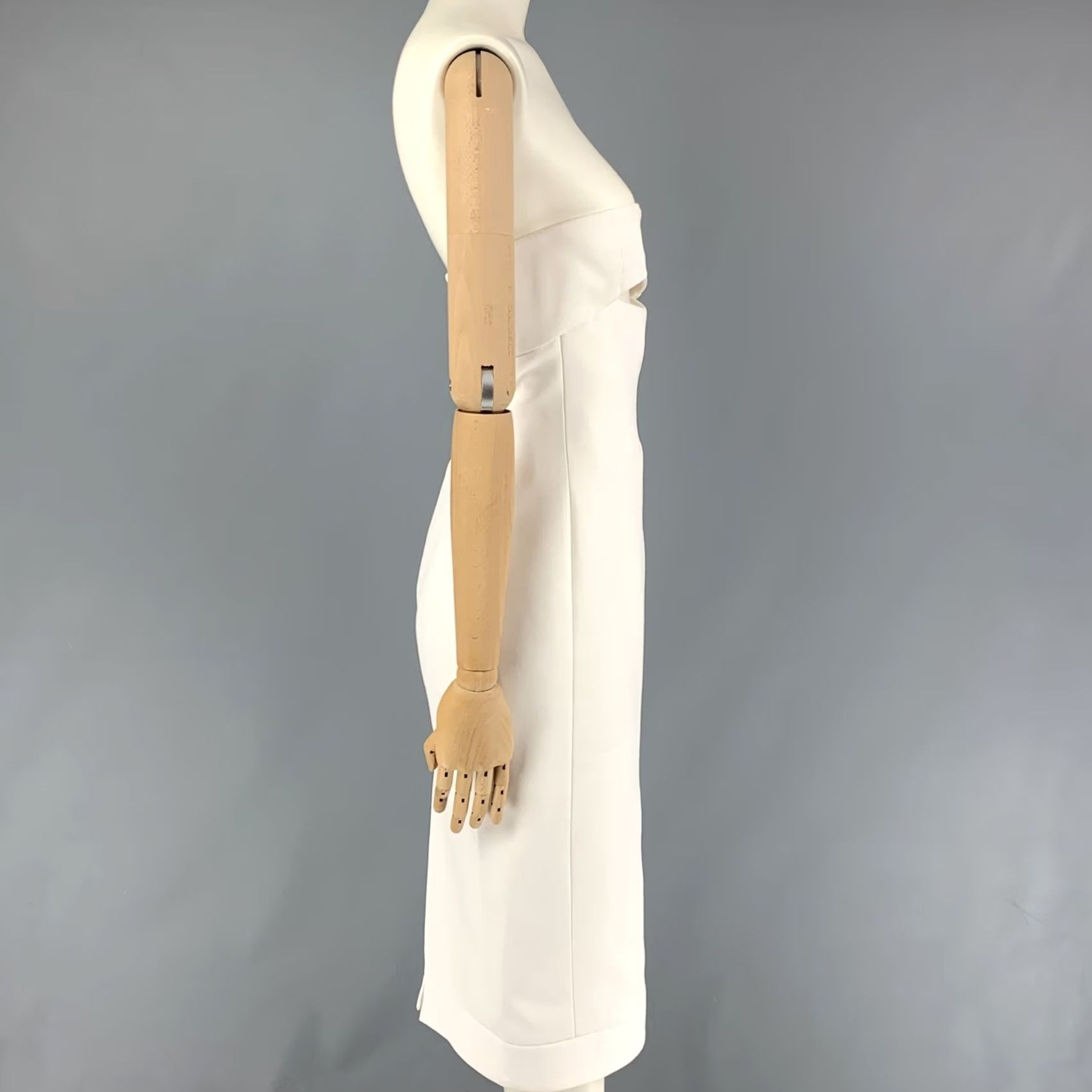 Yves Saint Laurent SAINT LAURENT Strapless Cut-Out Cocktail Dress White Viscose Size 2 Size XS / US 0-2 / IT 36-38 - 2 Thumbnail